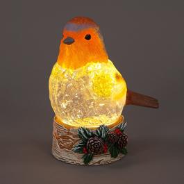 Snowtime Robin Snow Globe with Timer