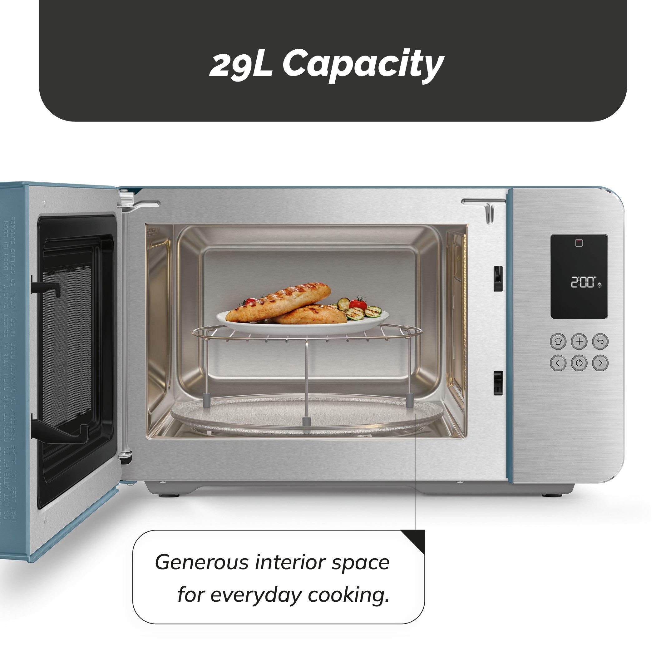 Storm Blue - Smeg - Smeg Microwave with Grill 29L 18 Pre-sets - 4