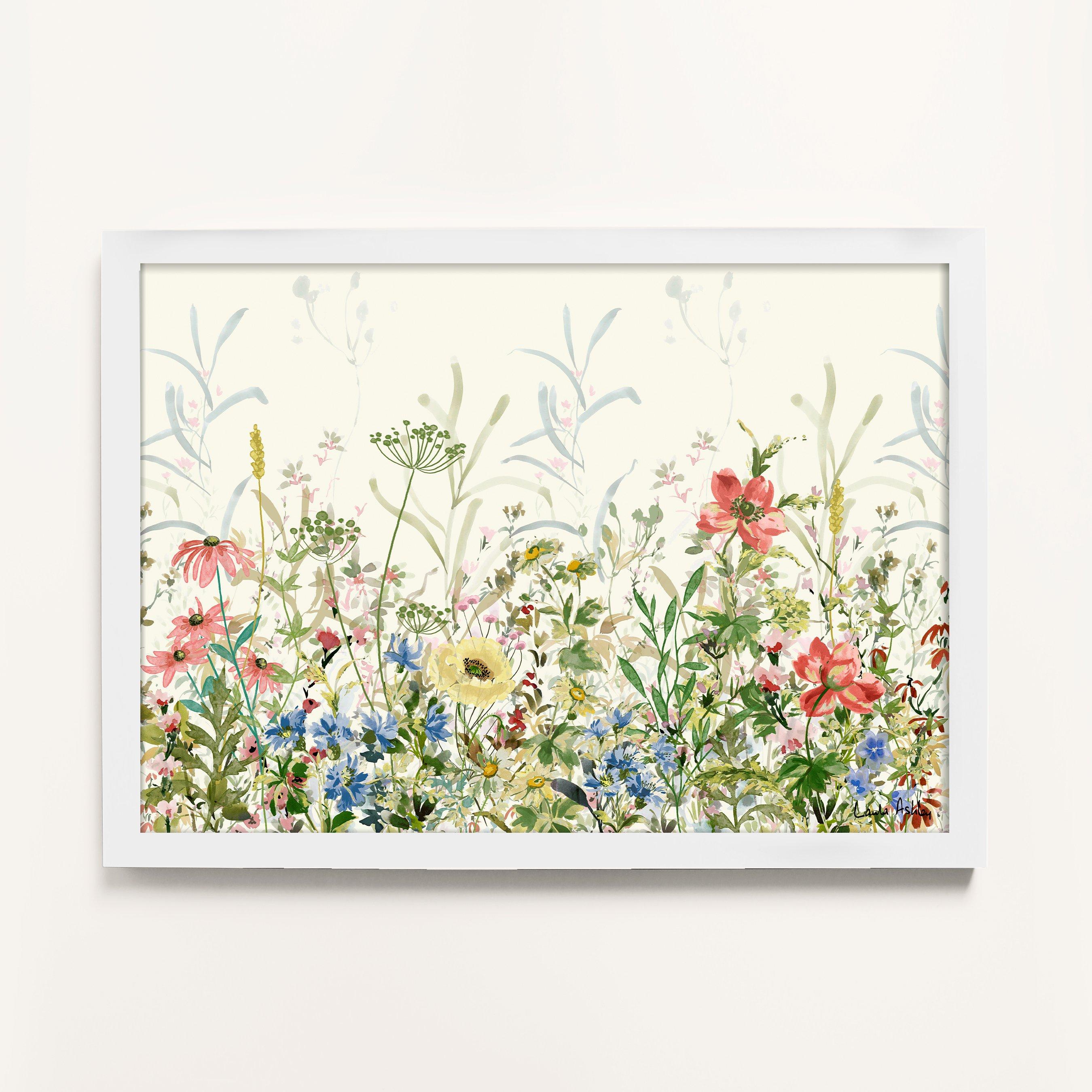 Laura Ashley  Poppy Meadow Print In A Frame White - 50x70cm