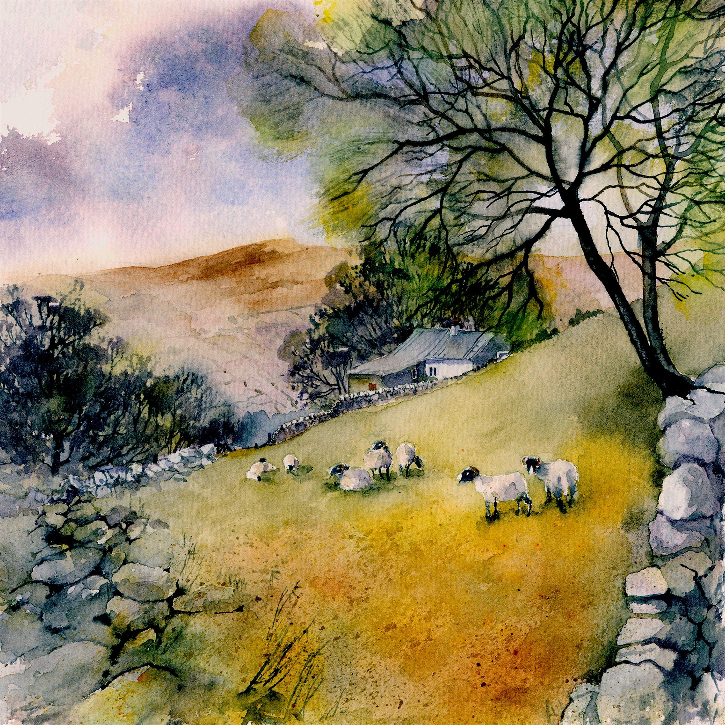 Multicolour - Laura Ashley - Sheep in Countryside Landscape Print in a Wood Fra - 3