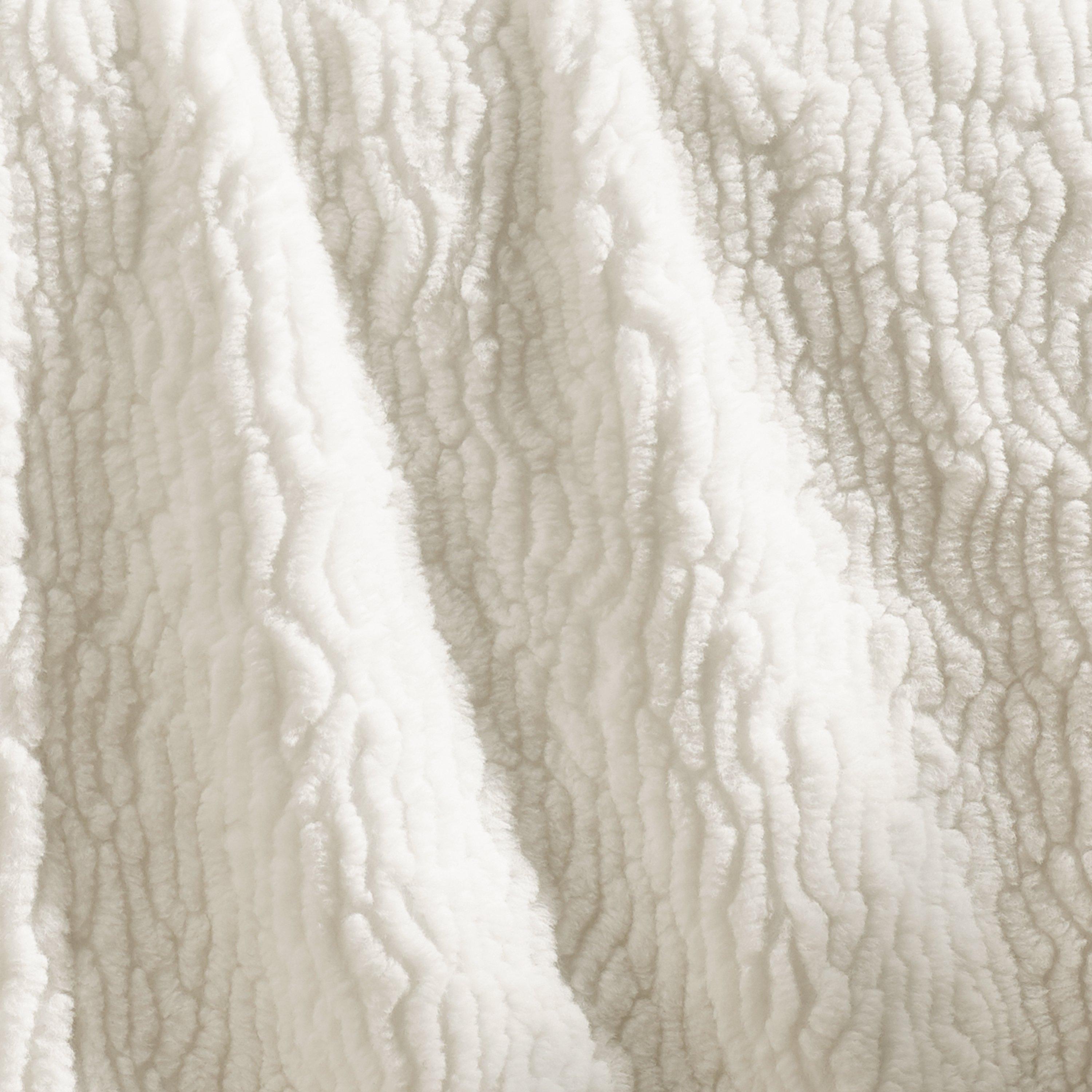 Cream - Catherine Lansfield - Textu Wave Faux Fur Blanket Throw - 3