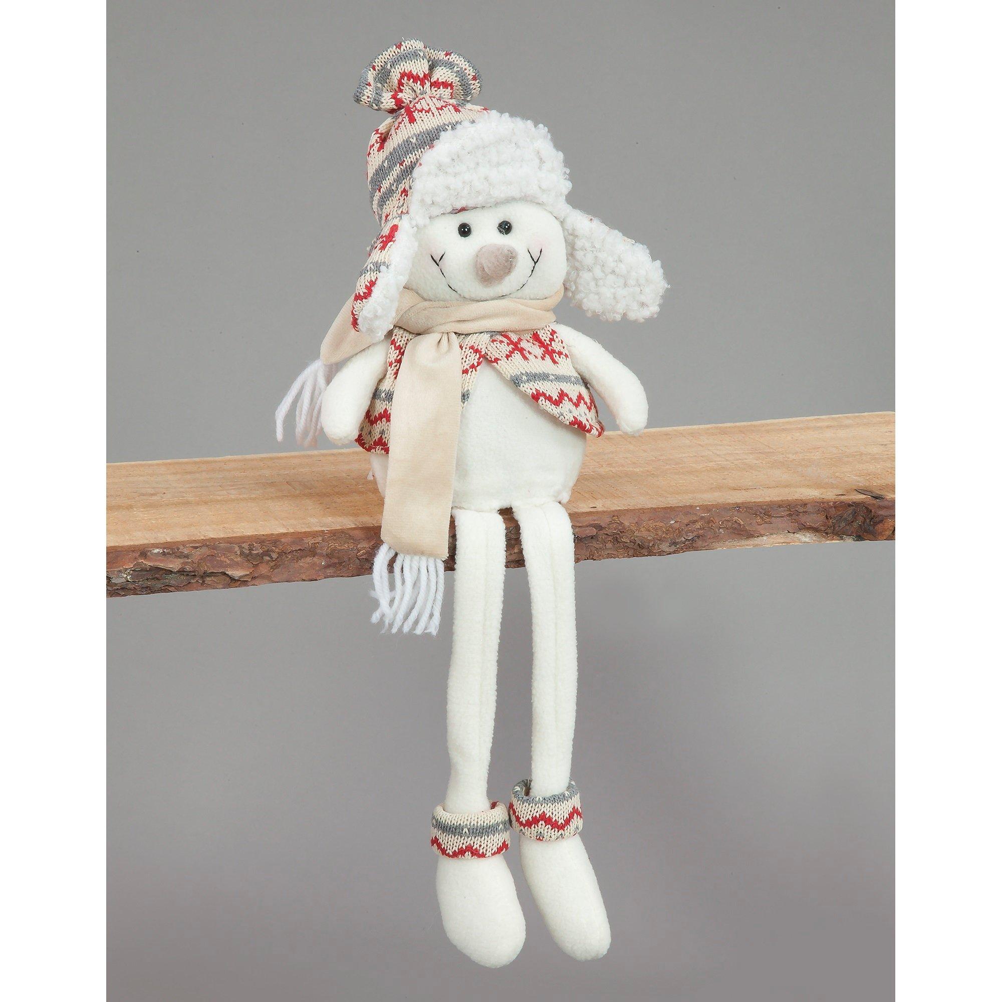 White - Snowtime - Sitting Snowman Decoration with Light Up Tummy