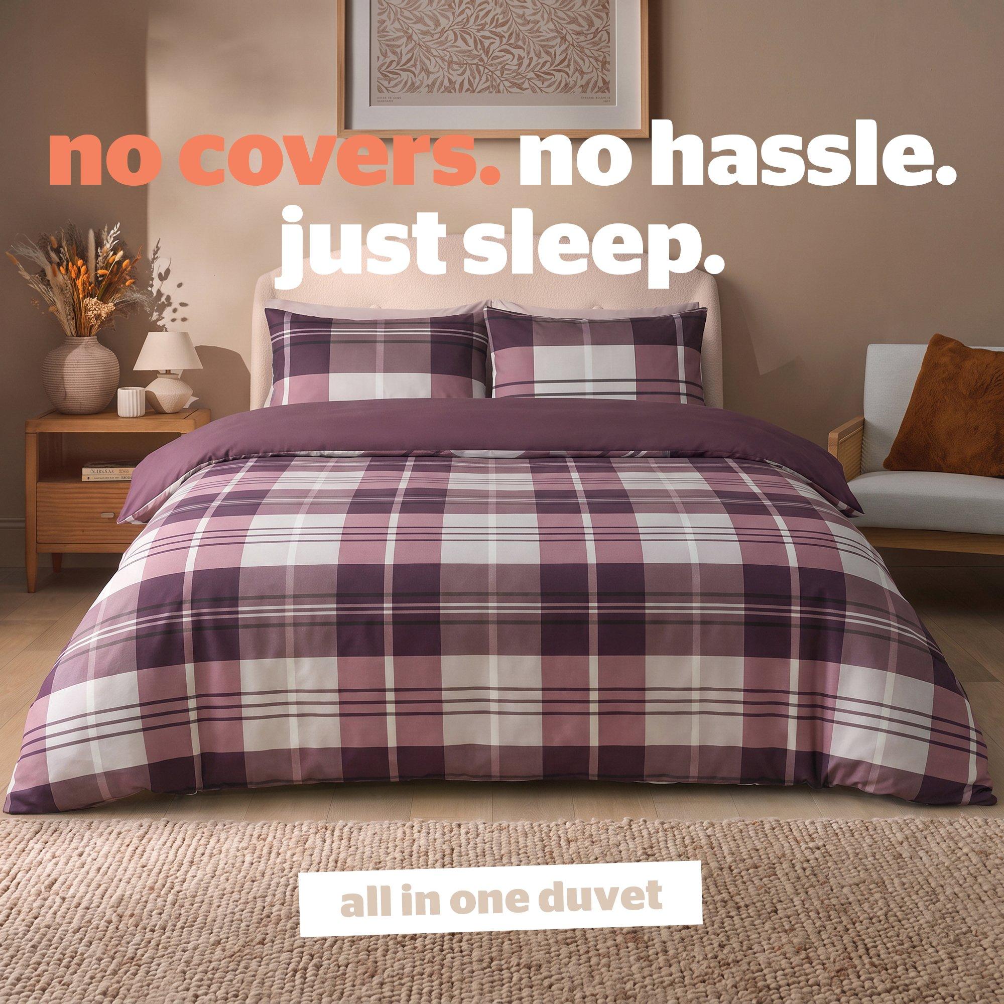 Berry - Silentnight - Coverless Duvet Printed Check 10.5 Tog - 2