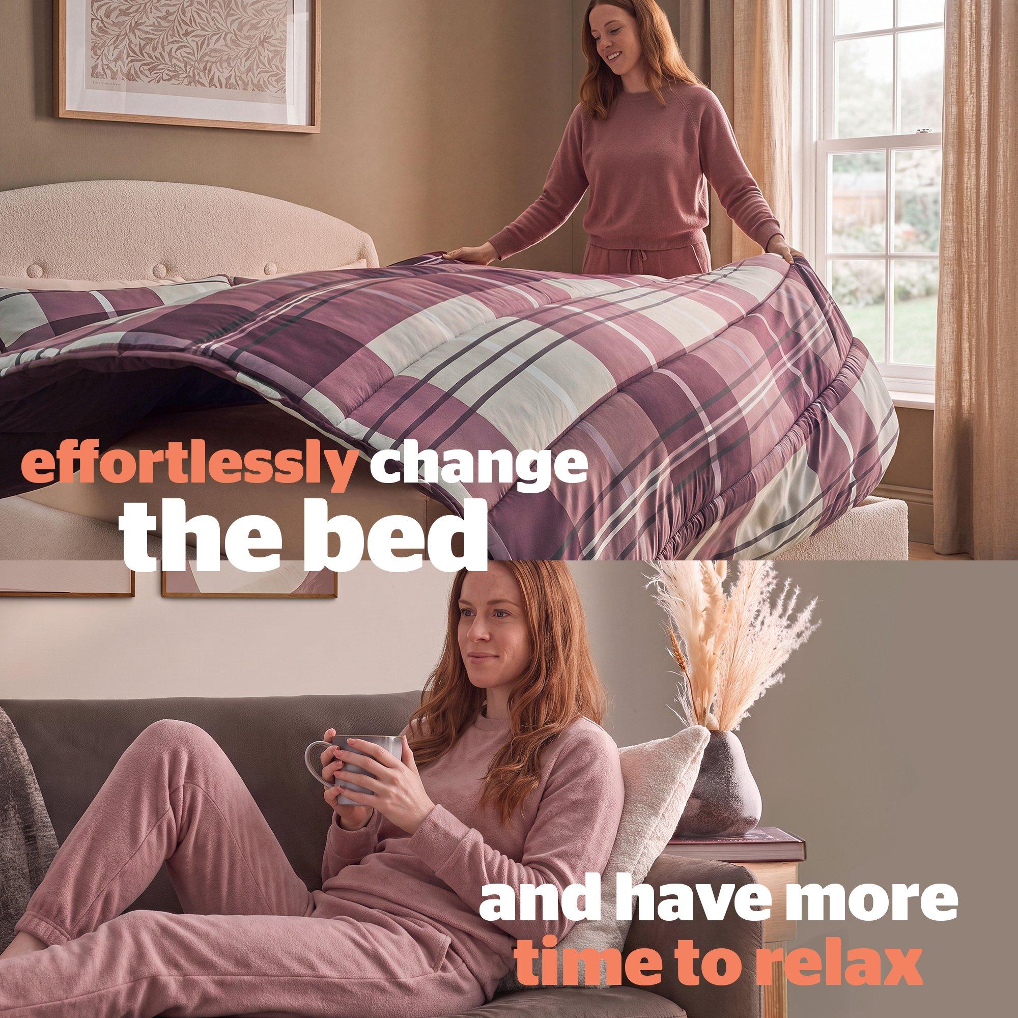 Berry - Silentnight - Coverless Duvet Printed Check 10.5 Tog - 3
