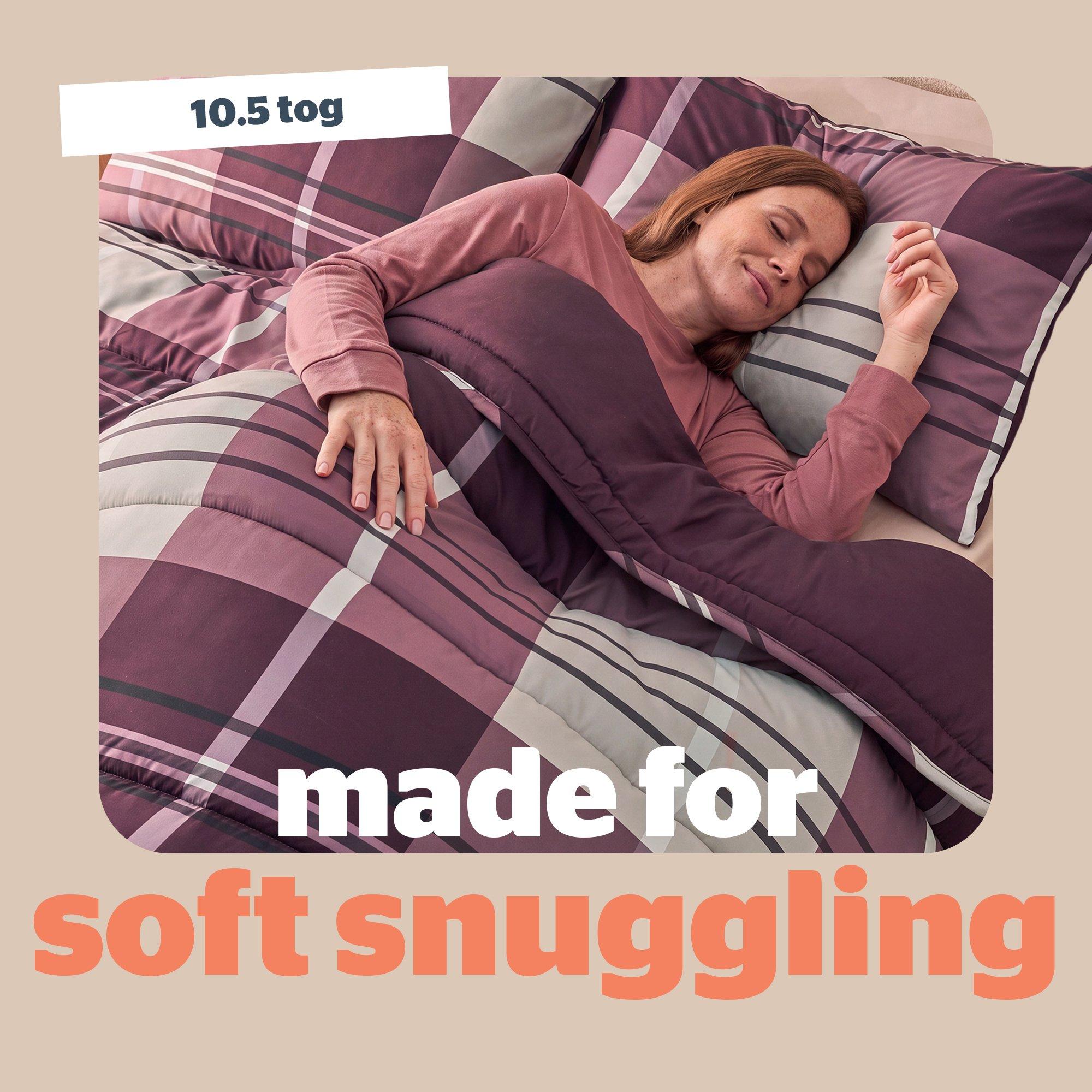 Berry - Silentnight - Coverless Duvet Printed Check 10.5 Tog - 5