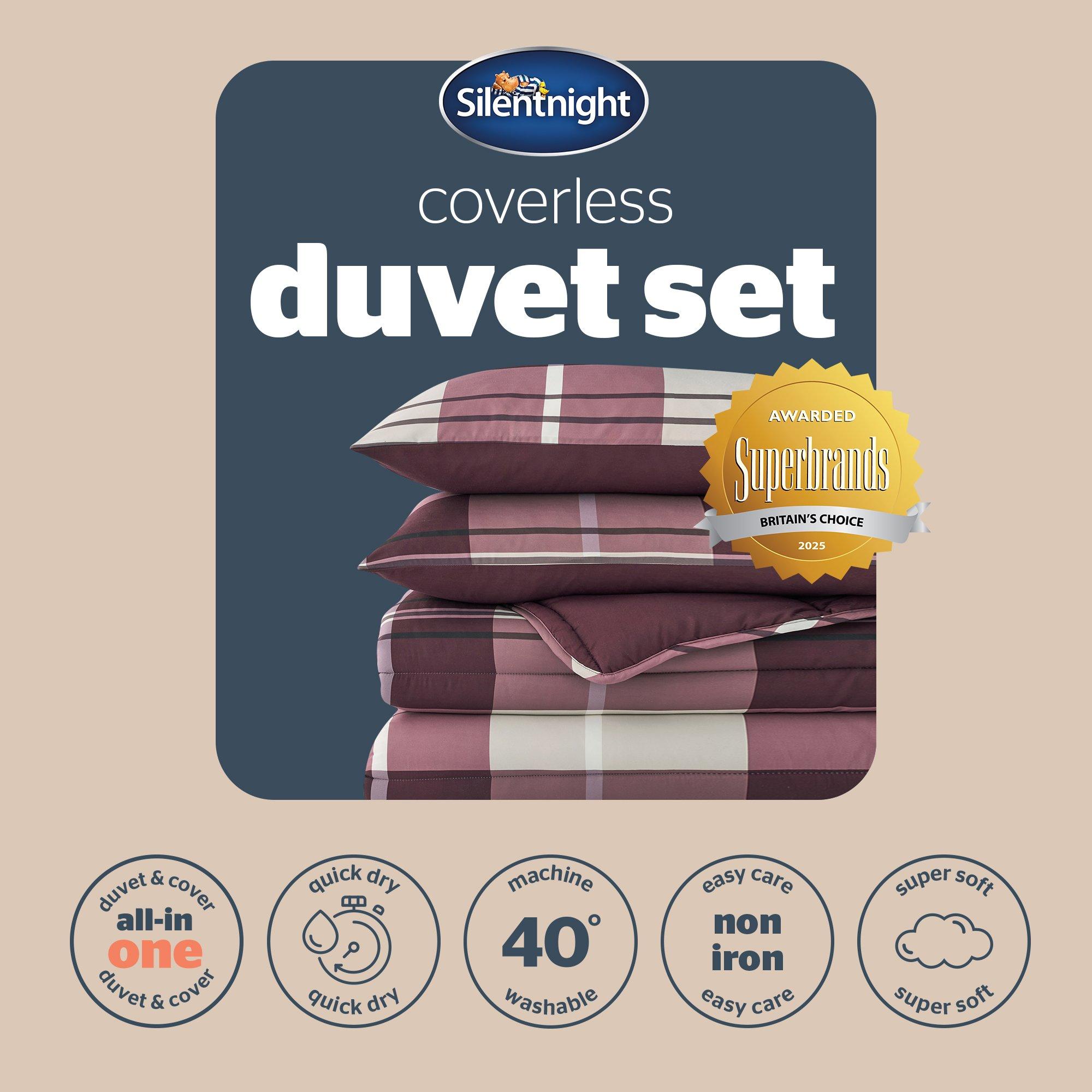 Berry - Silentnight - Coverless Duvet Printed Check 10.5 Tog - 9