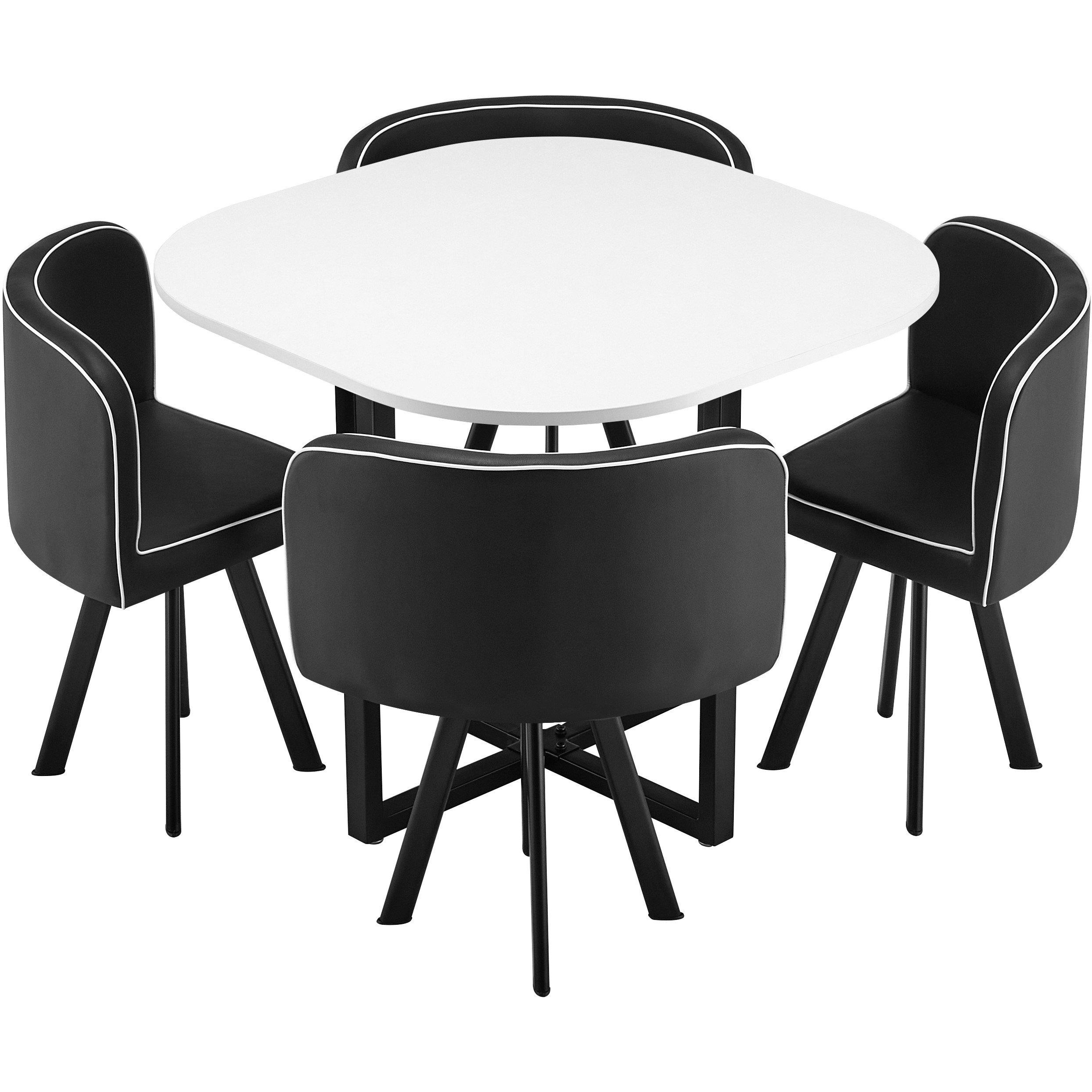 Black - Comfy Living - Modern Dining Set White Table With Chairs - 2