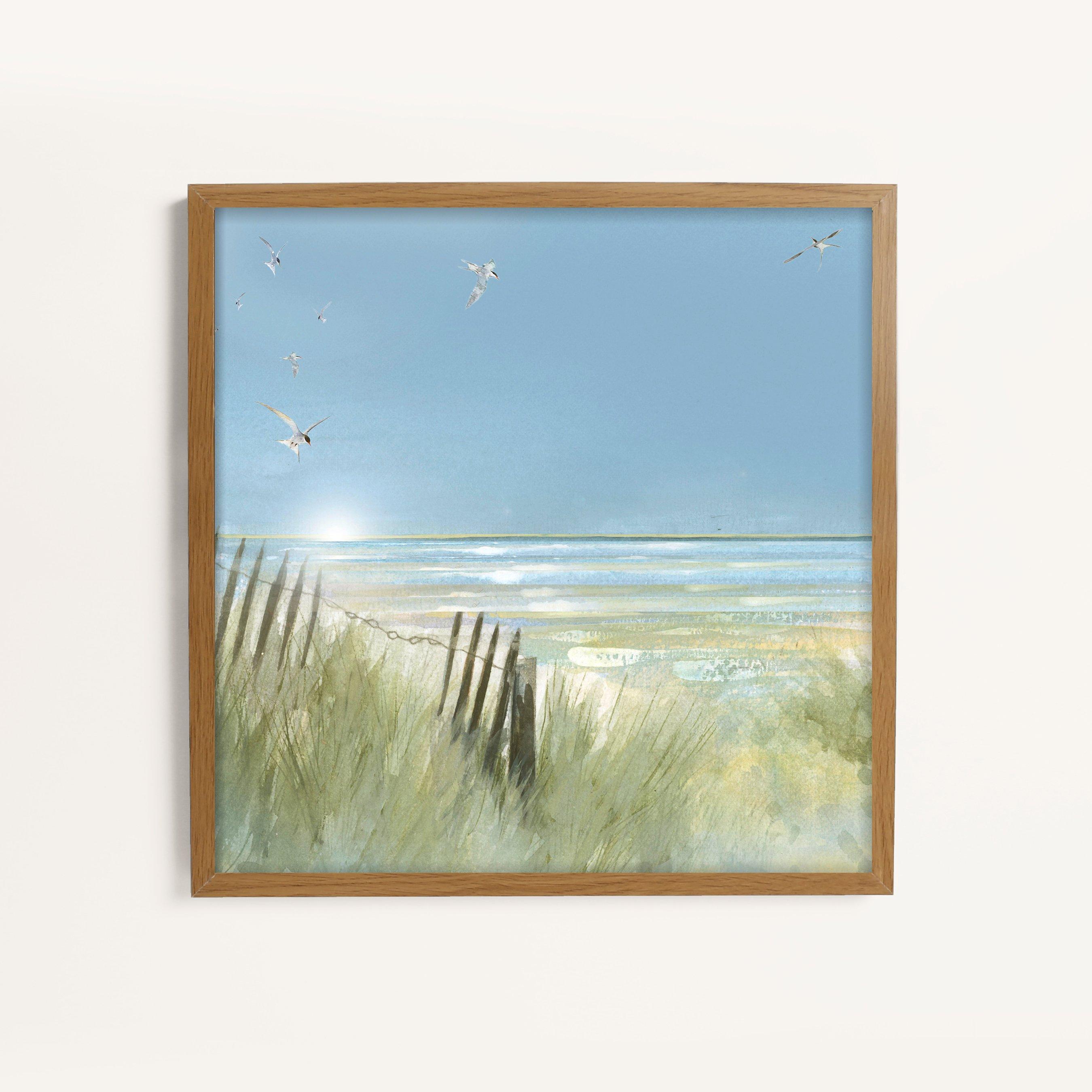 Blue - Laura Ashley - Beach Walk Print in a Wood Frame - 1