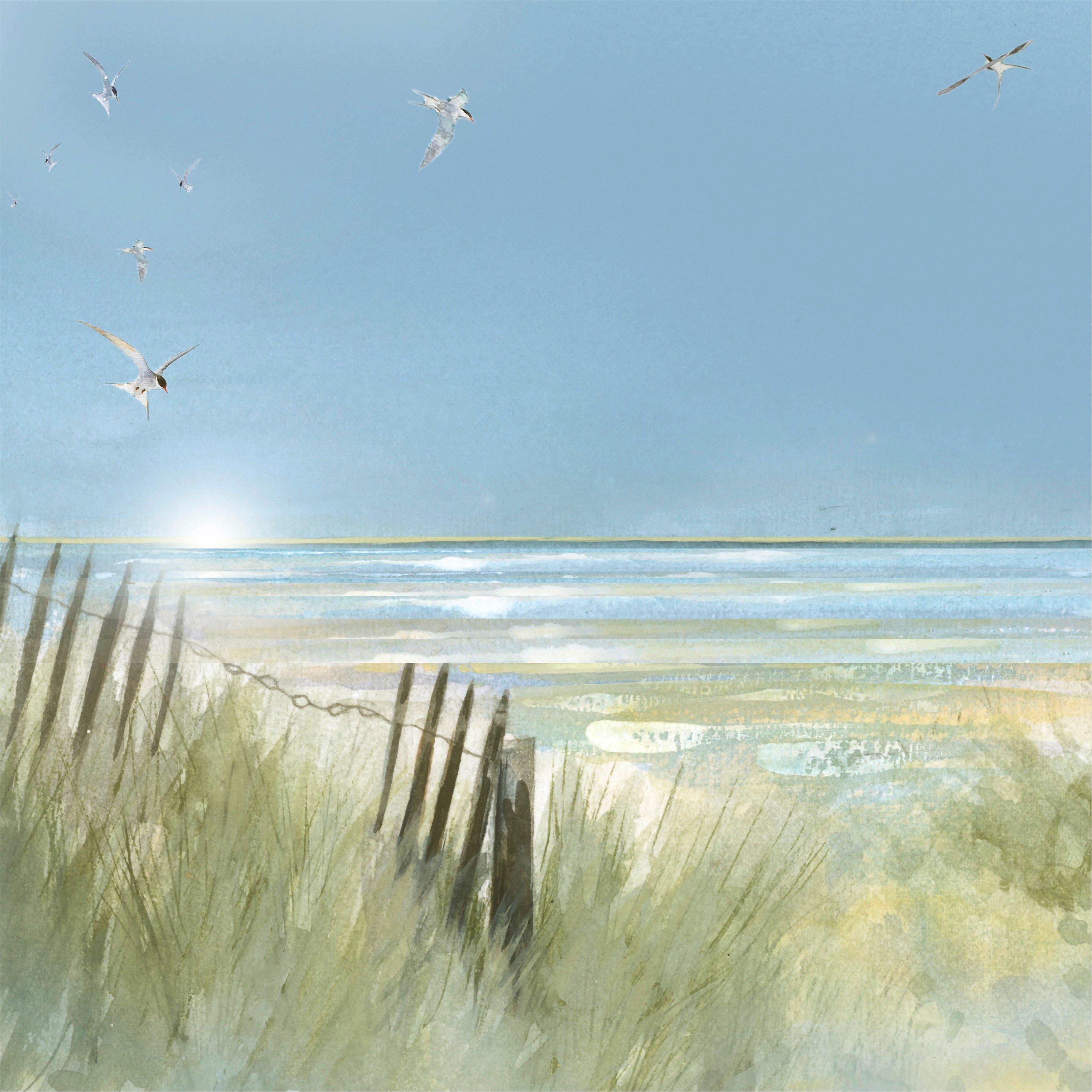 Blue - Laura Ashley - Beach Walk Print in a Wood Frame - 3