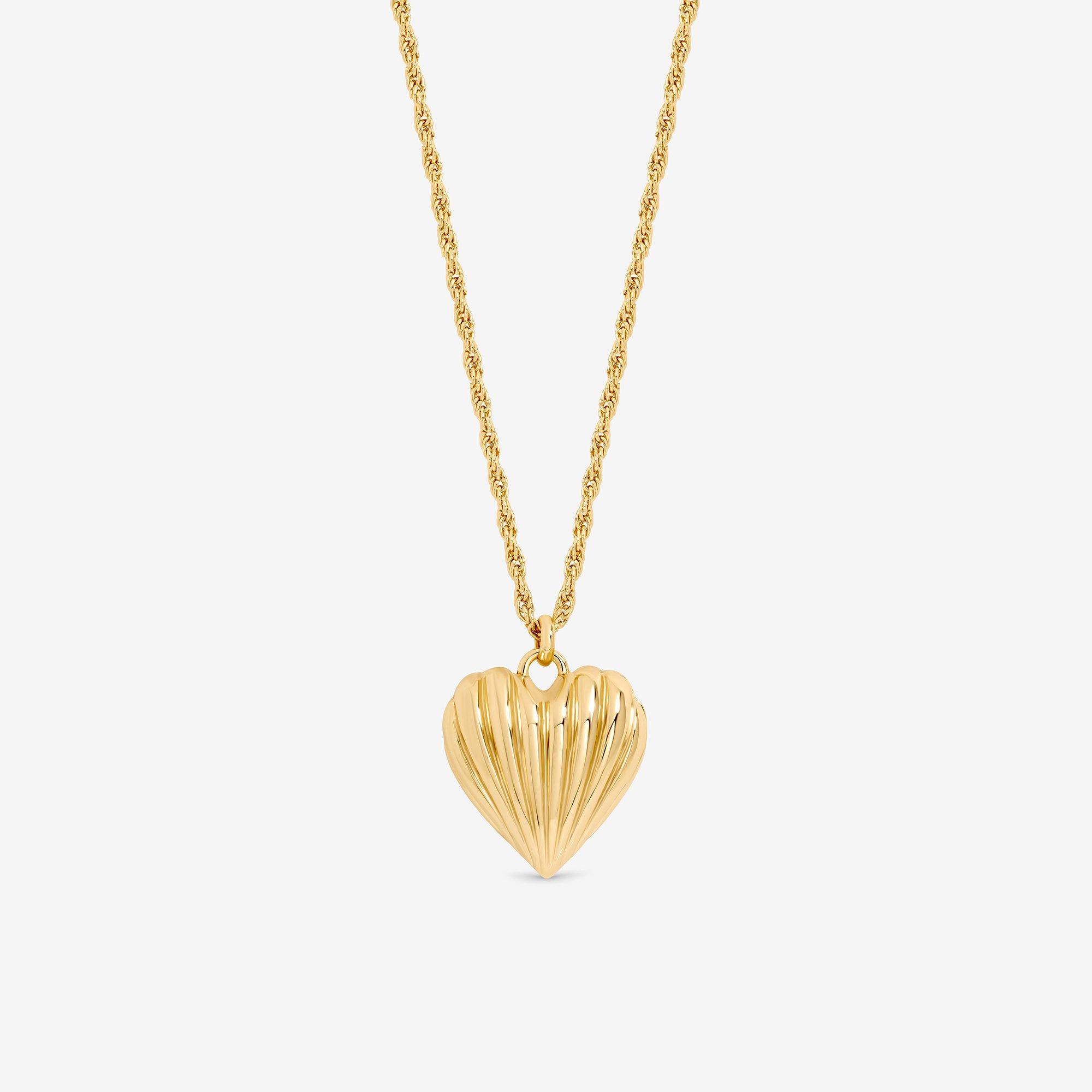Gold - Jon Richard - Jon Richard Gold Plated Ridge Heart Long Pendant - 1