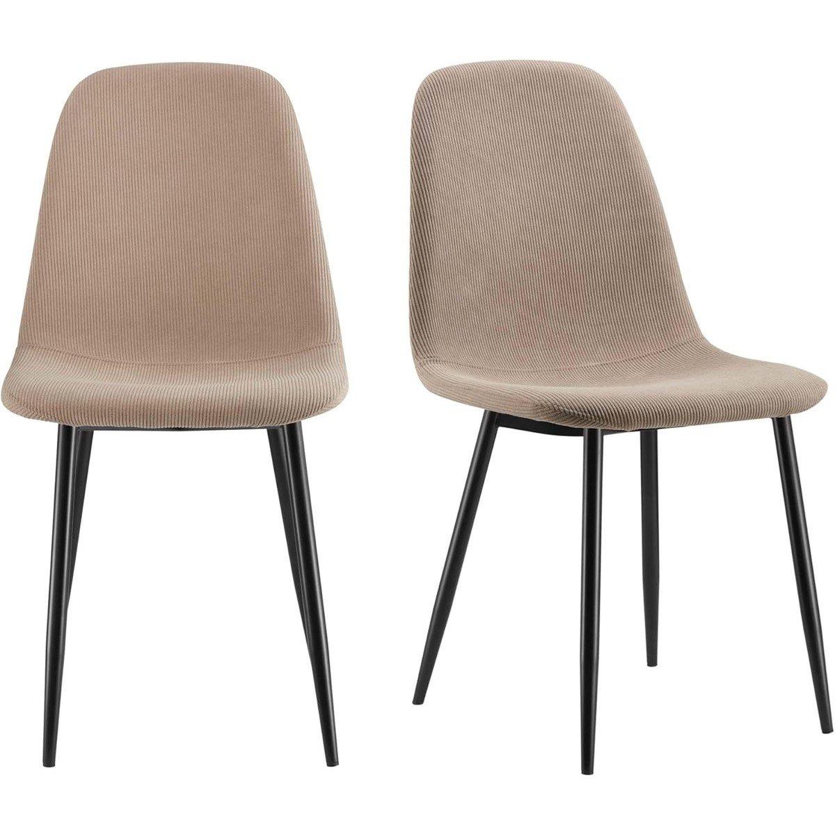 Beige - VonHaus - Cavell Greige Set of 2 Dining Chairs - 1