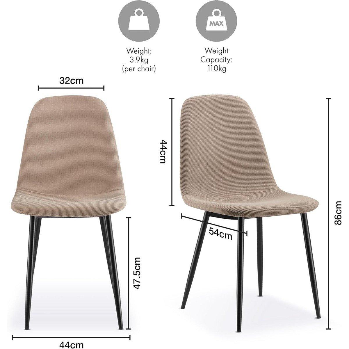 Beige - VonHaus - Cavell Greige Set of 2 Dining Chairs - 3