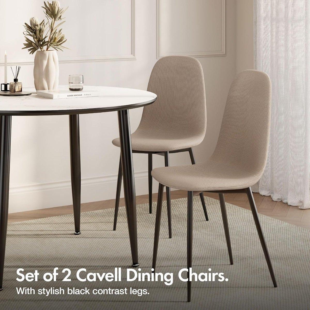 Beige - VonHaus - Cavell Greige Set of 2 Dining Chairs - 4