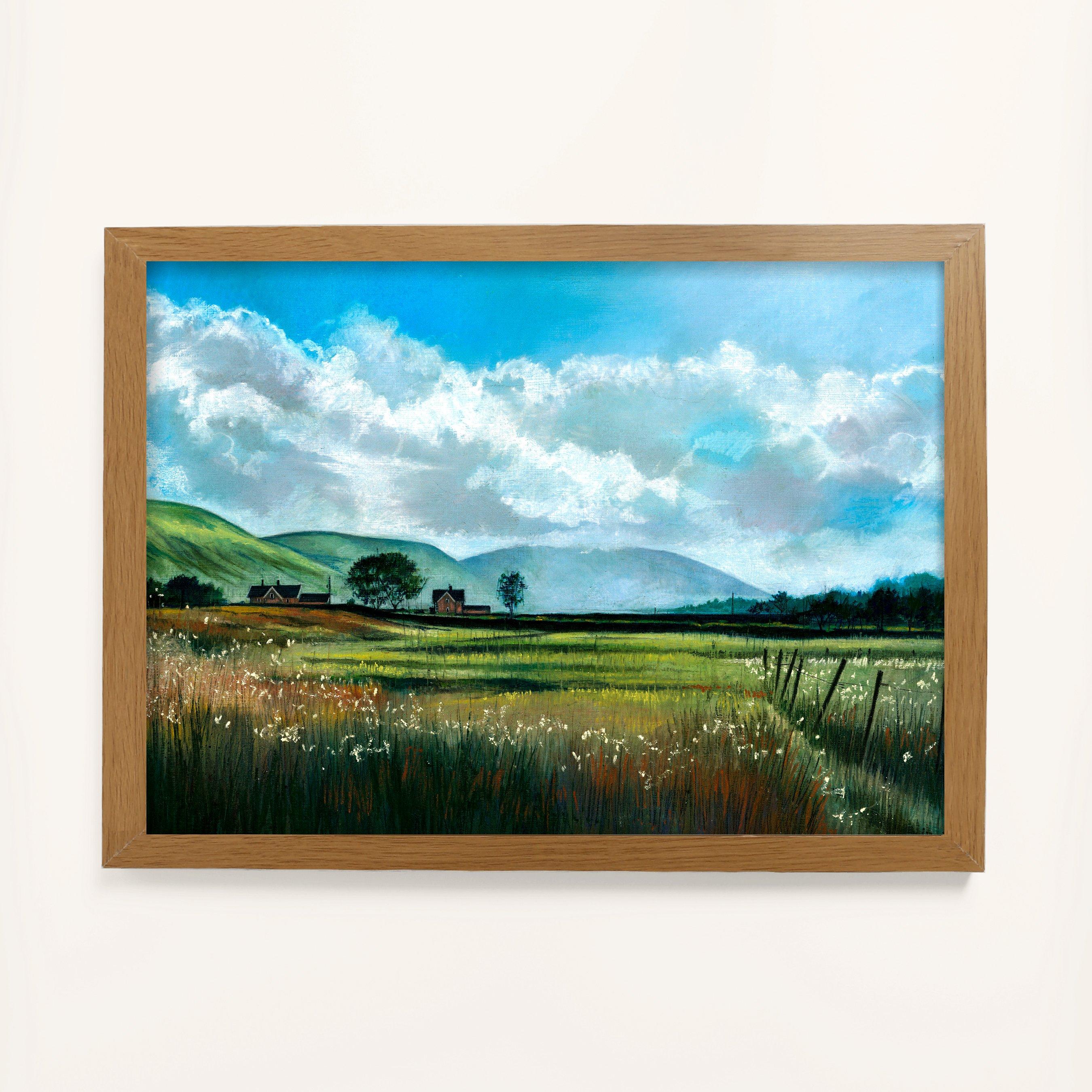 Blue - Laura Ashley - Countryside Scene Print in a Wood Frame - 1