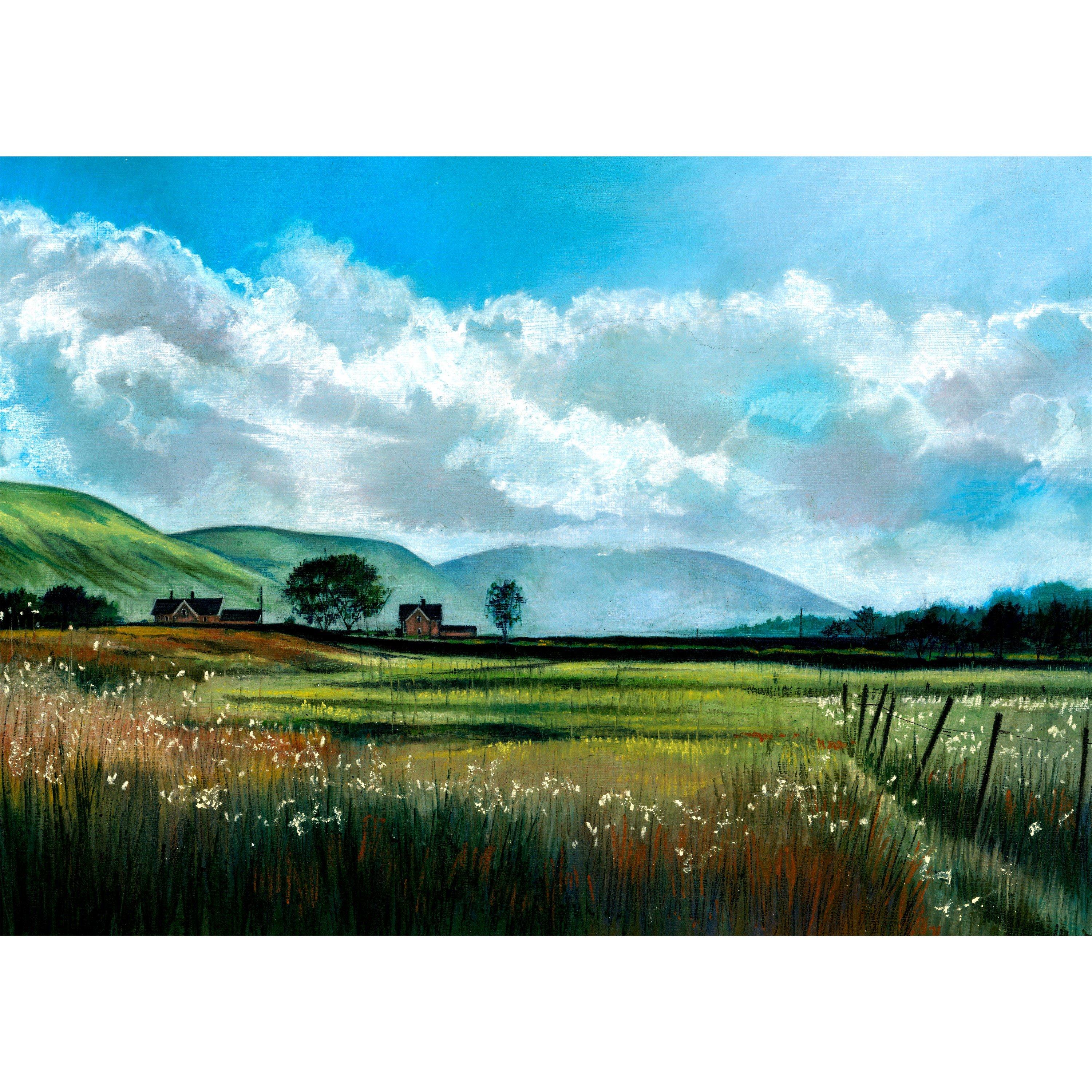 Blue - Laura Ashley - Countryside Scene Print in a Wood Frame - 3