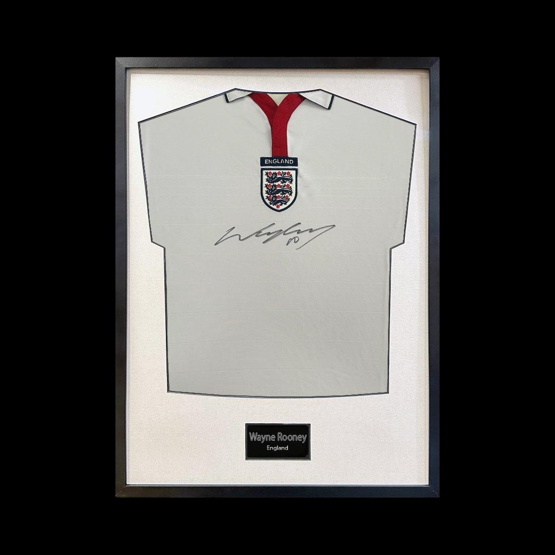 White - The Fan Cave - Wayne Rooney Signed England Shirt Standard Frame
