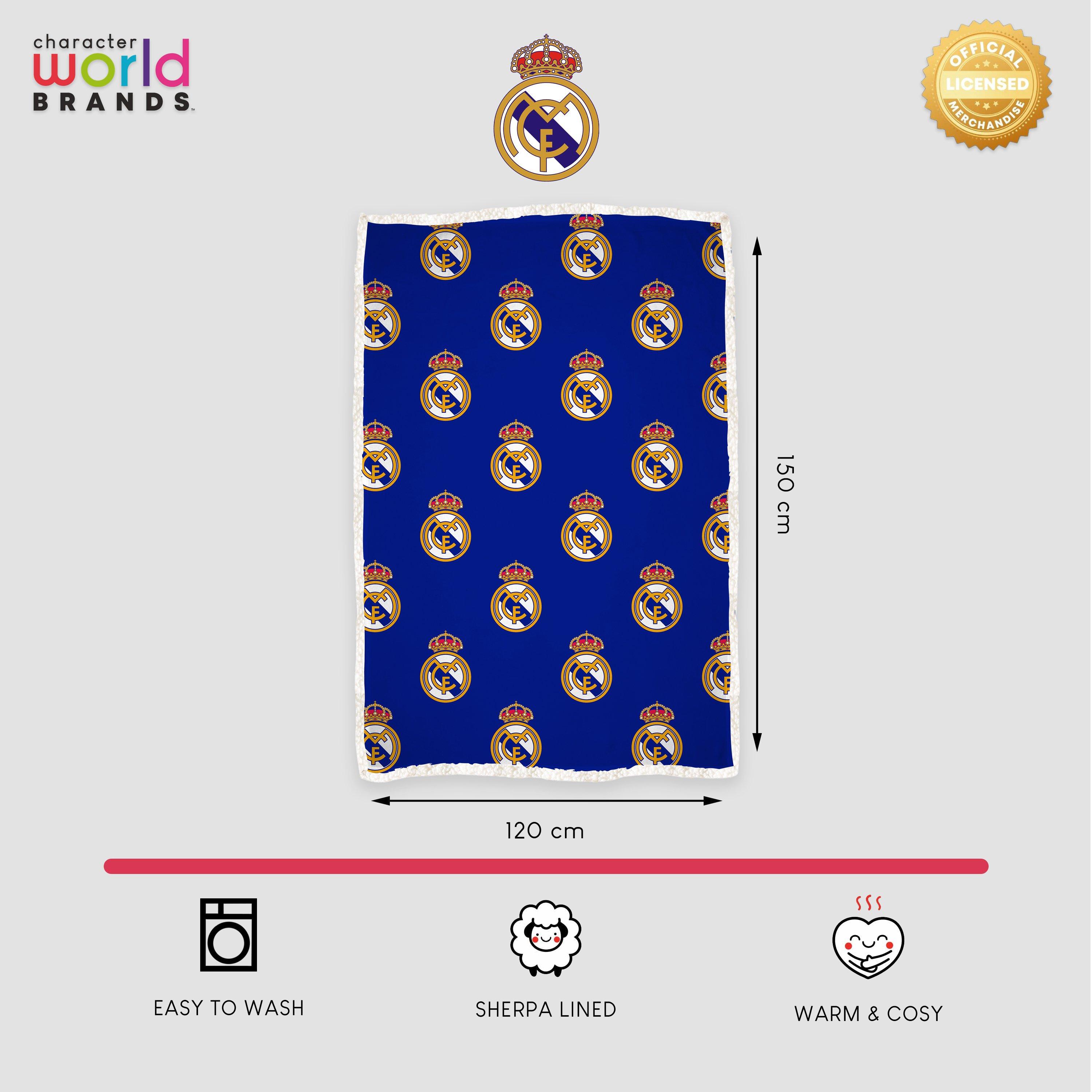 Blue - Real Madrid FC - Real Madrid Score Sherpa Back Fleece Blanket - 2