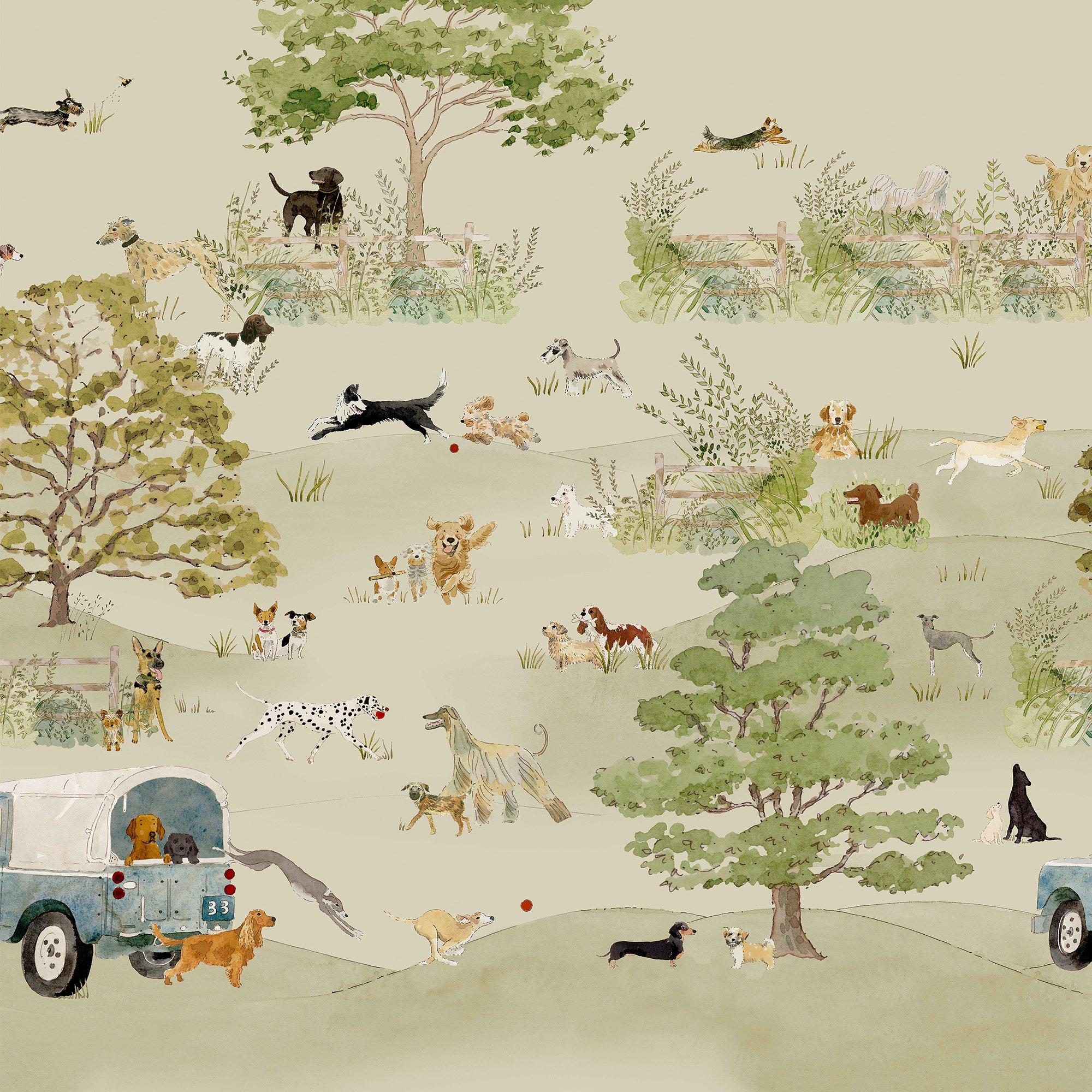 Hambleton Sage - Sophie Allport - Dog Walking Hambleton Sage Fixed Size Mural - 1