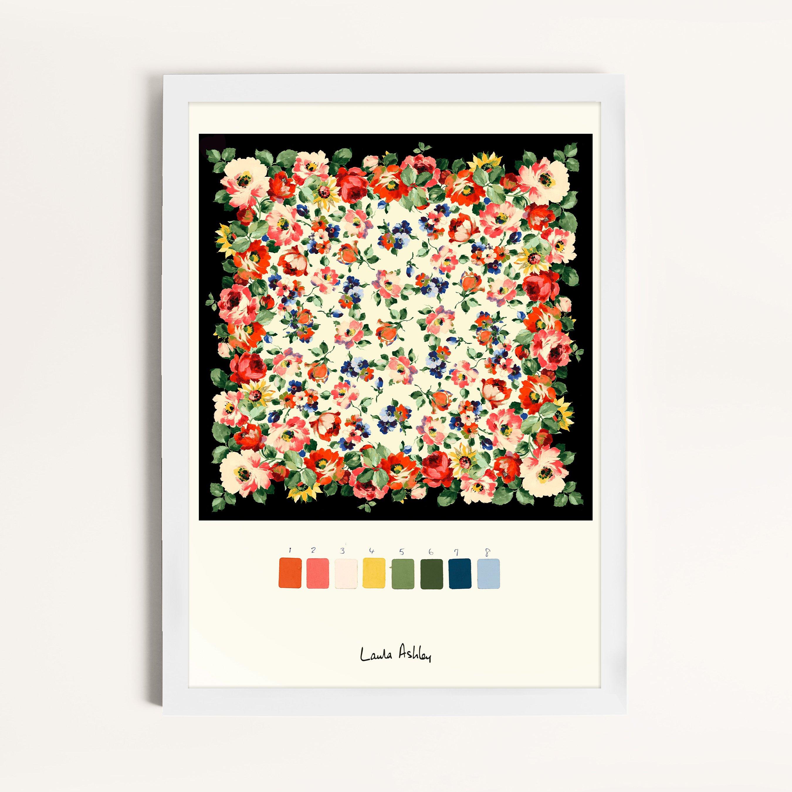 Multicolour - Laura Ashley - Garden Floral Print in a White Frame - 1
