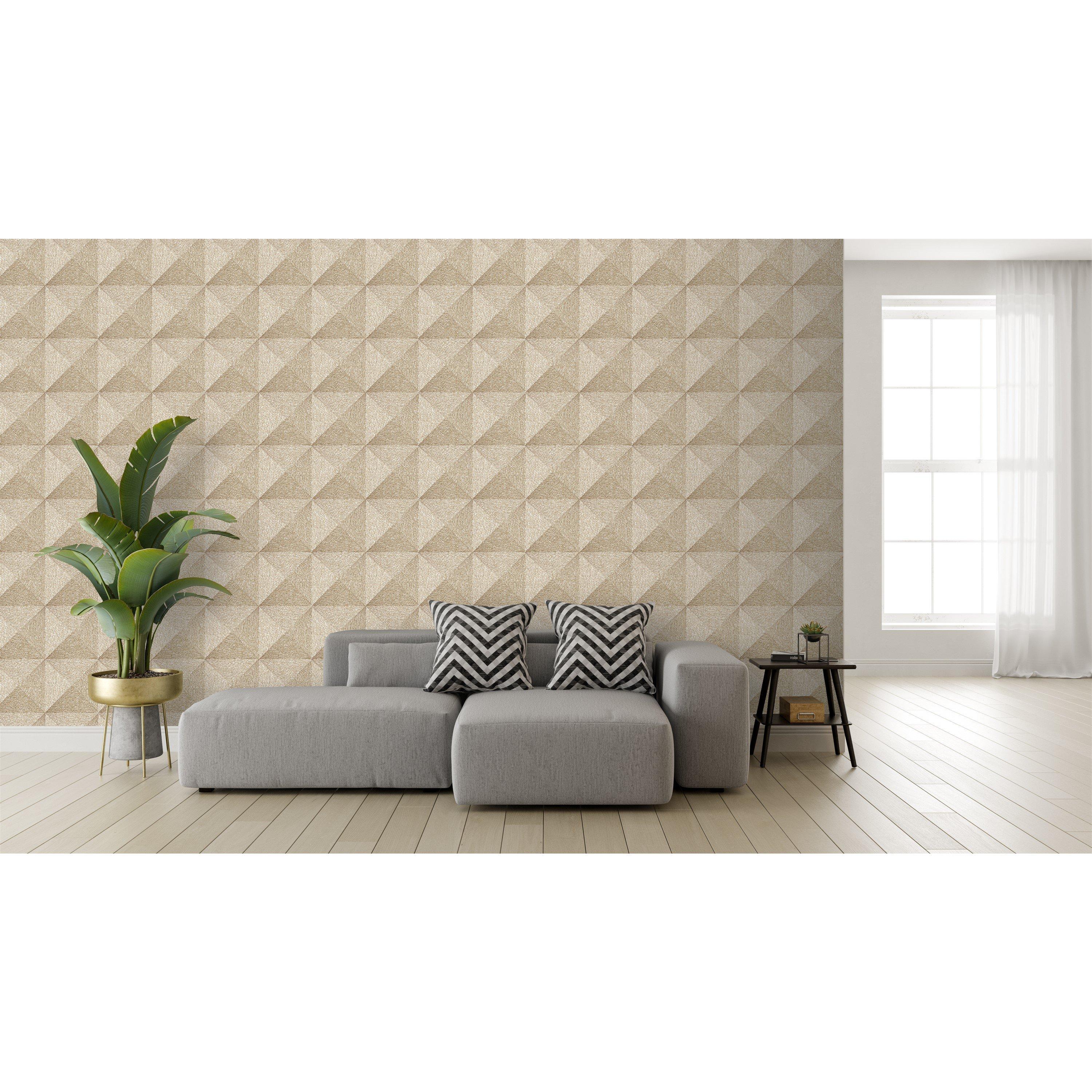 Neutral - Design ID - DID Weaved Cube Beige Wallpaper - 2