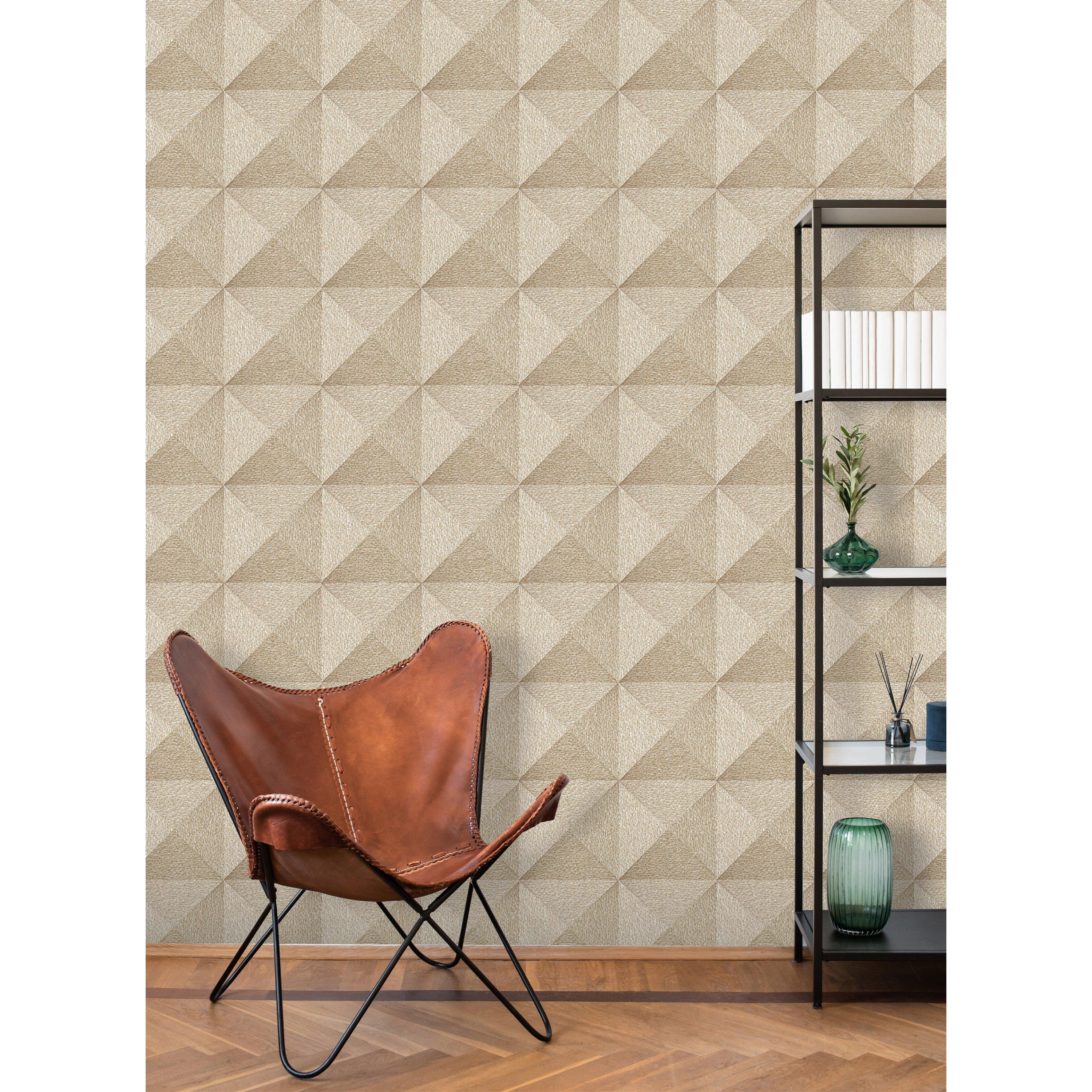Neutral - Design ID - DID Weaved Cube Beige Wallpaper - 3