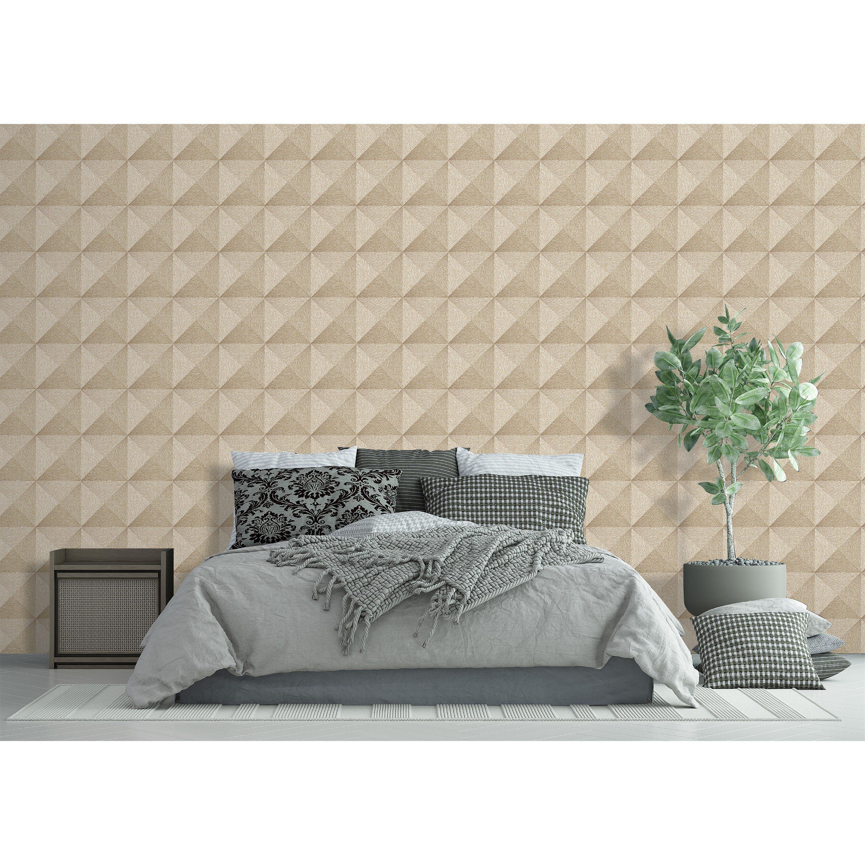 Neutral - Design ID - DID Weaved Cube Beige Wallpaper - 4