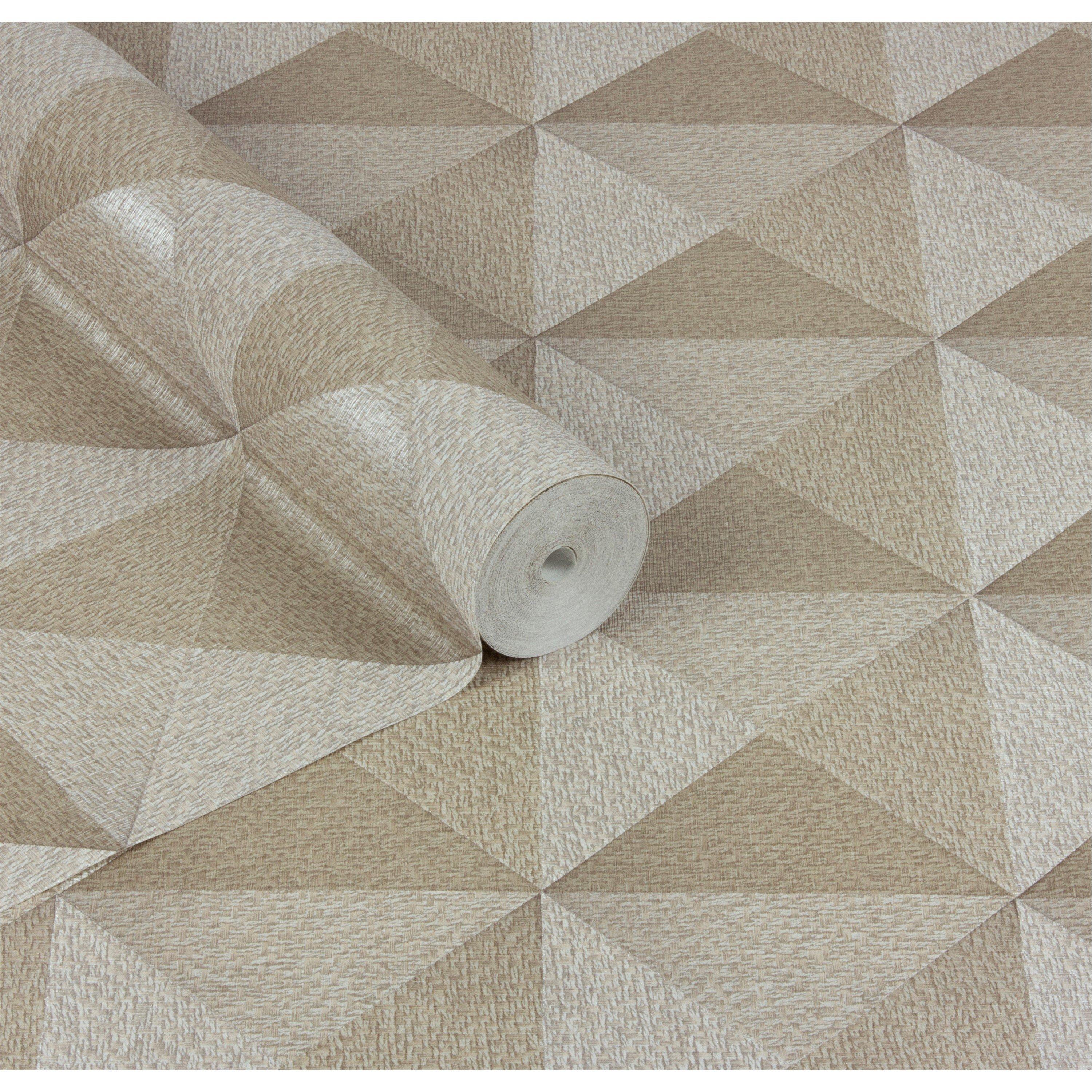 Neutral - Design ID - DID Weaved Cube Beige Wallpaper - 5
