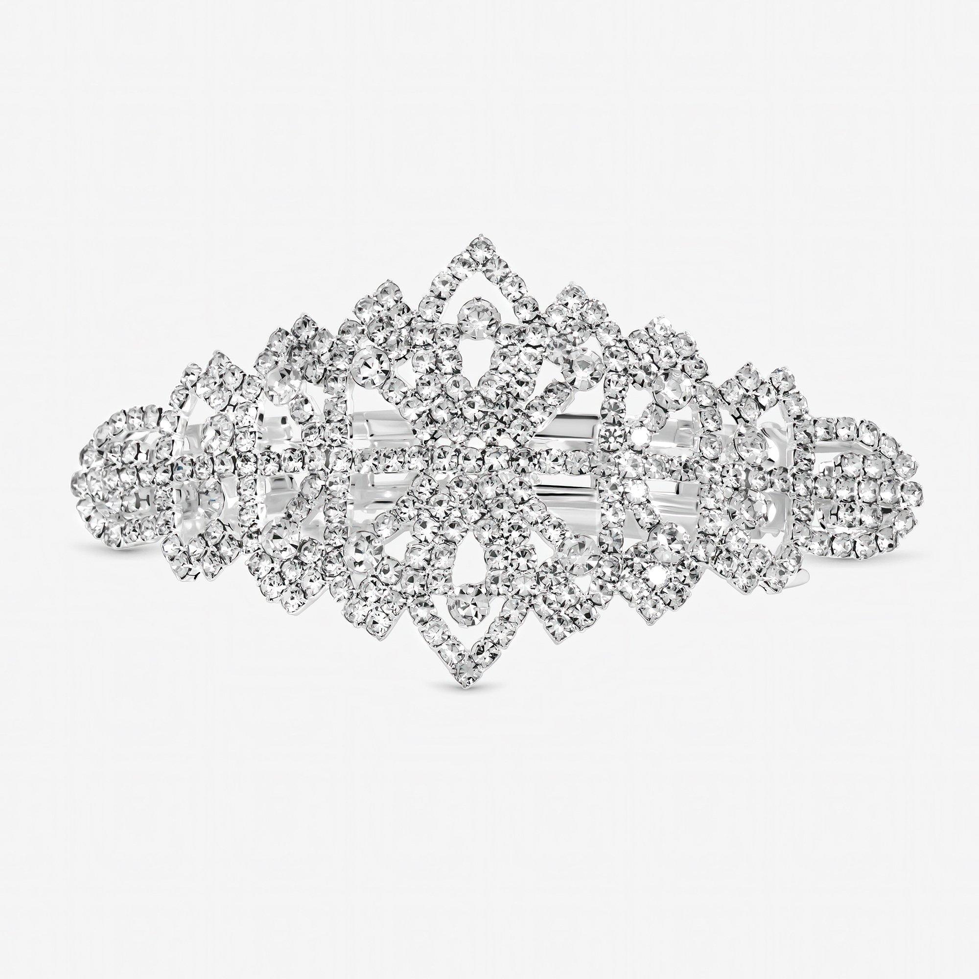 Silver - Mood - Silver Plated Crystal Diamante Barette