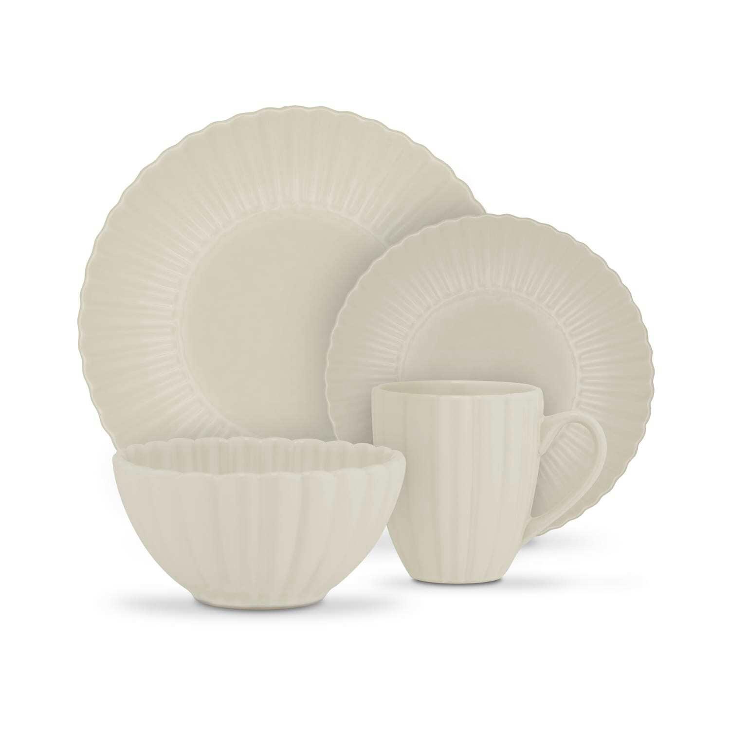 Cream - Swan - 16 Piece Scallop Edge Stoneware Dinner Set Cream - 1