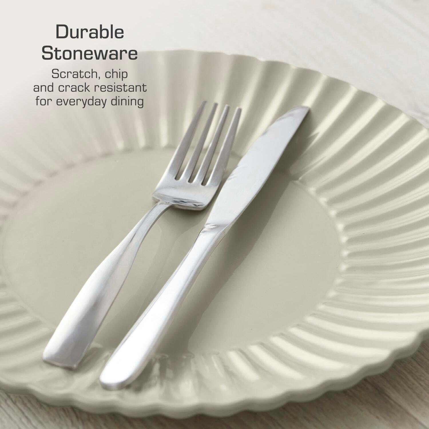 Cream - Swan - 16 Piece Scallop Edge Stoneware Dinner Set Cream - 4