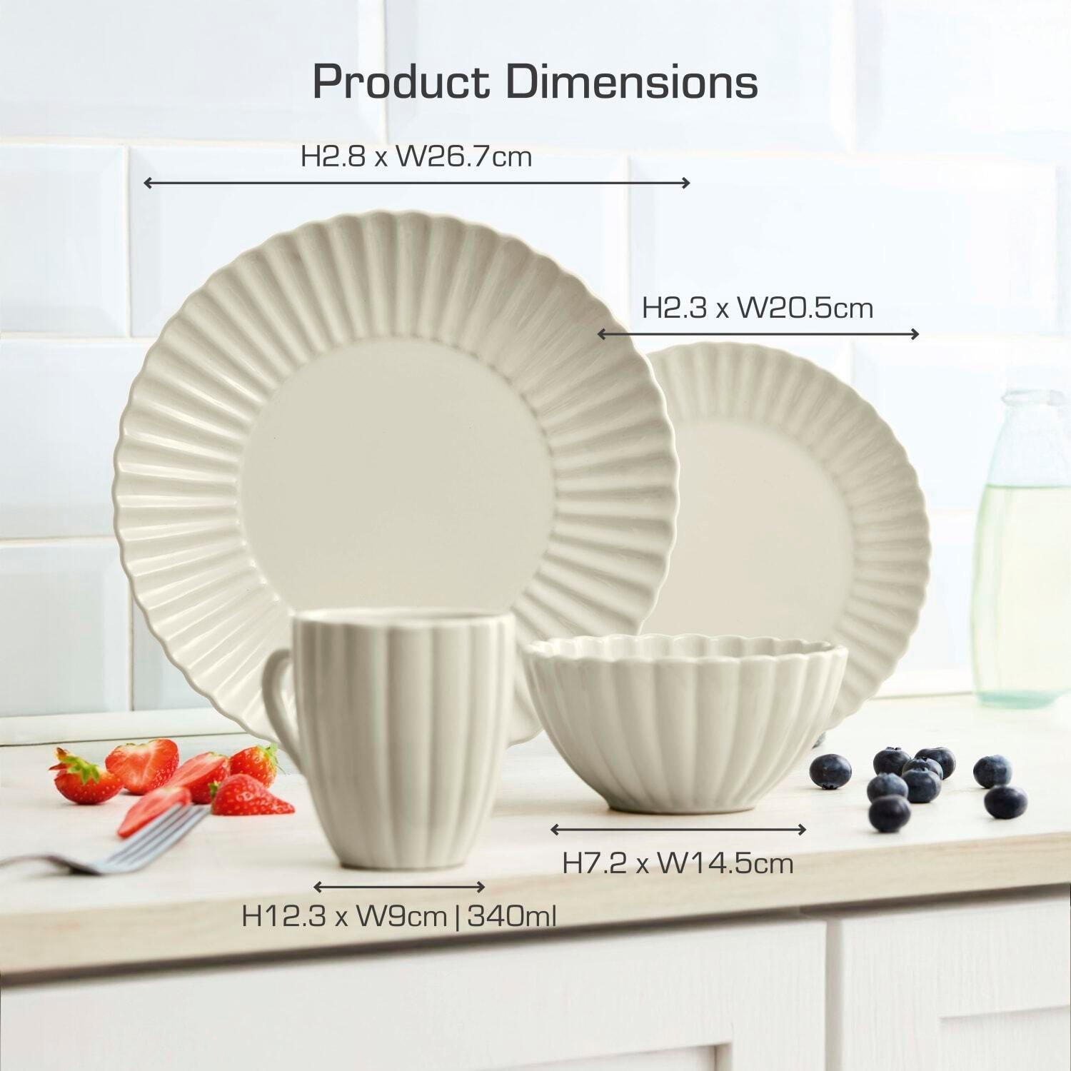 Cream - Swan - 16 Piece Scallop Edge Stoneware Dinner Set Cream - 6