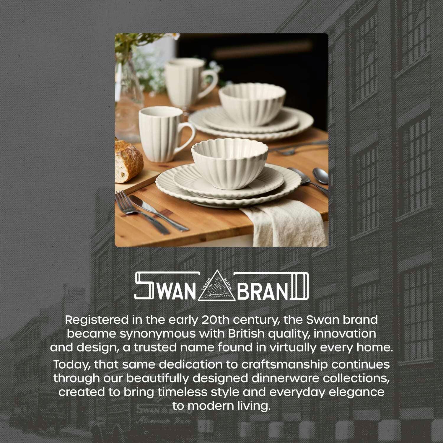 Cream - Swan - 16 Piece Scallop Edge Stoneware Dinner Set Cream - 8