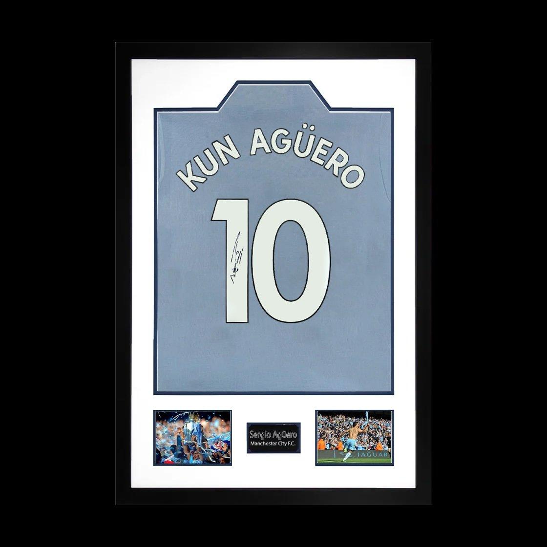 Blue - The Fan Cave - Sergio Aguero Signed Manchester City Shirt Premium