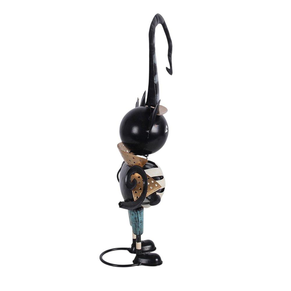 White - Something Different - Metal Black Cat Ornament with Witch Hat - 3