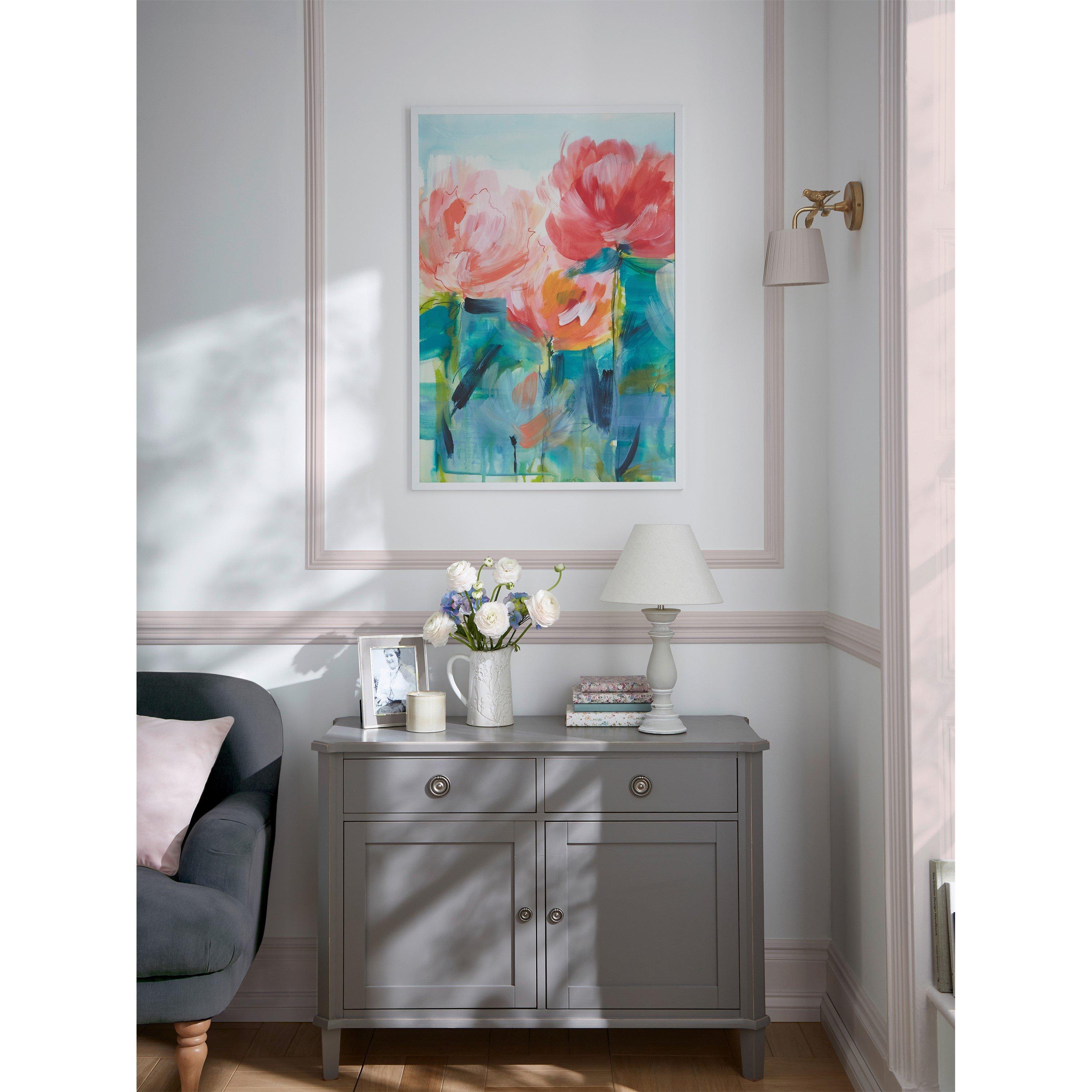 Pink - Laura Ashley - Abstract Peonies Print in a White Frame - 2