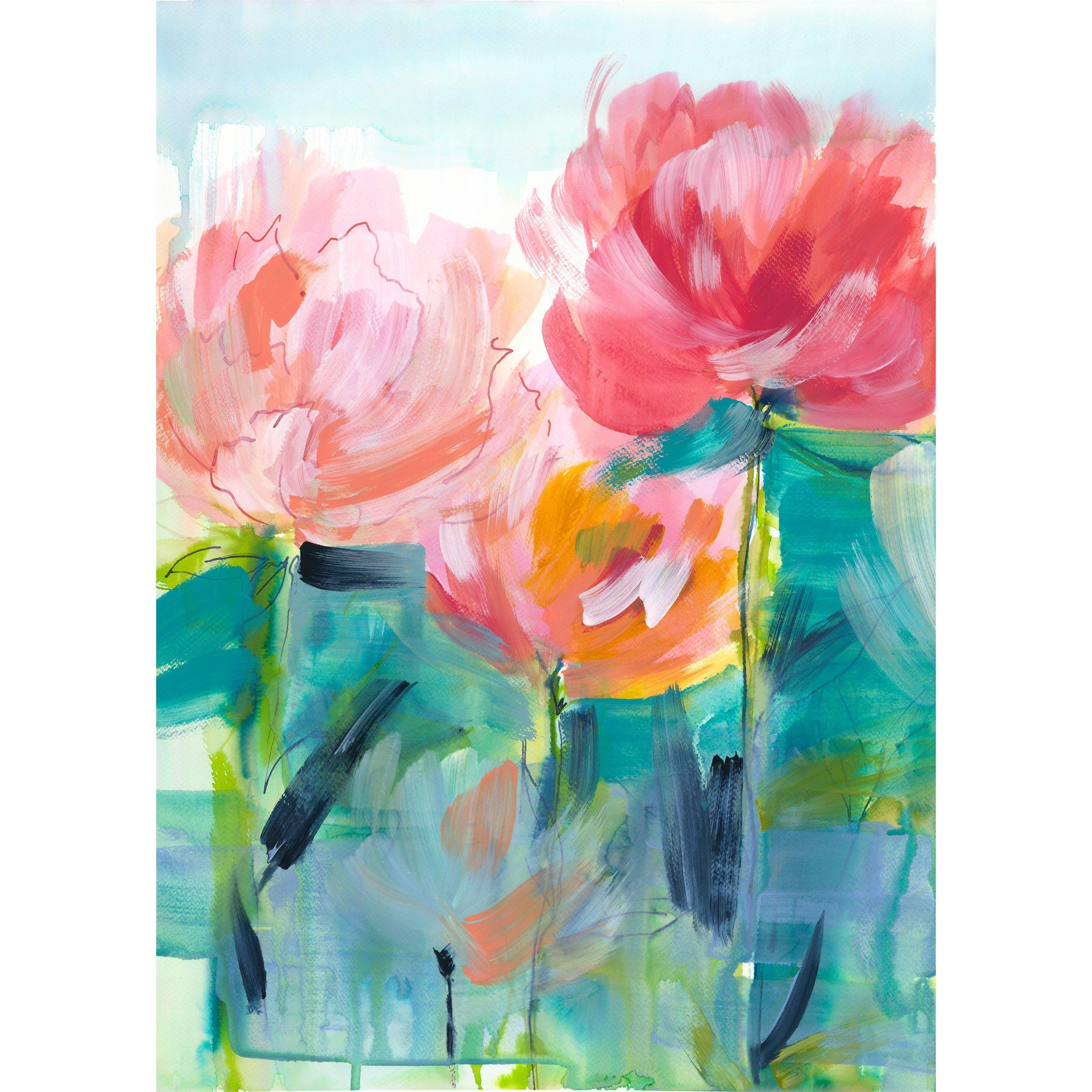 Pink - Laura Ashley - Abstract Peonies Print in a White Frame - 3