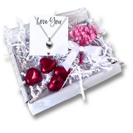 Aye Do Heart Silver Necklace & Love You Mini Gift Hamper