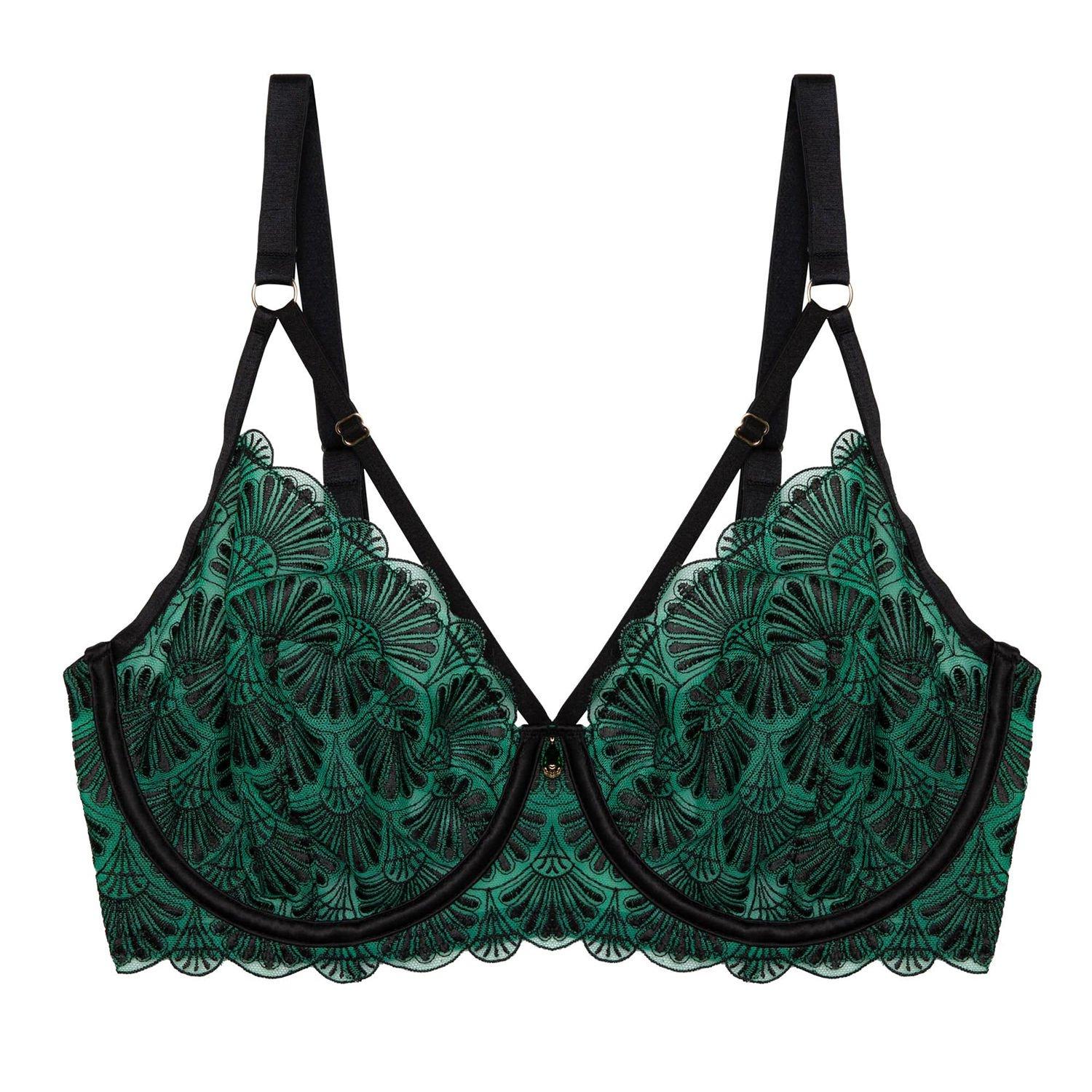 Black - Playful Promises - Mia Black & Jade Deco Embroidery Balconette Bra - 4