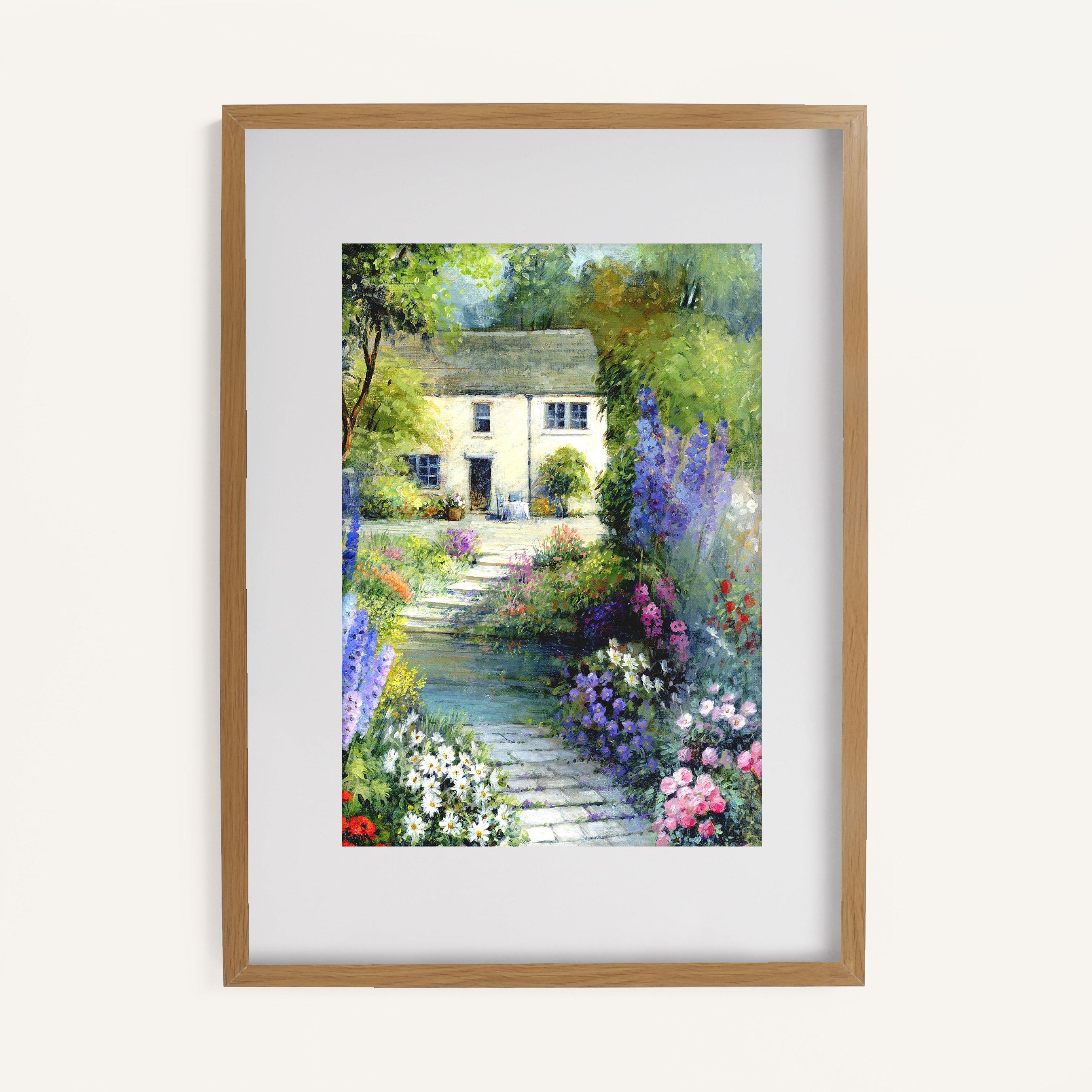 Multicolour - Laura Ashley - Cottage Flowers Print in a Wood Frame - 1