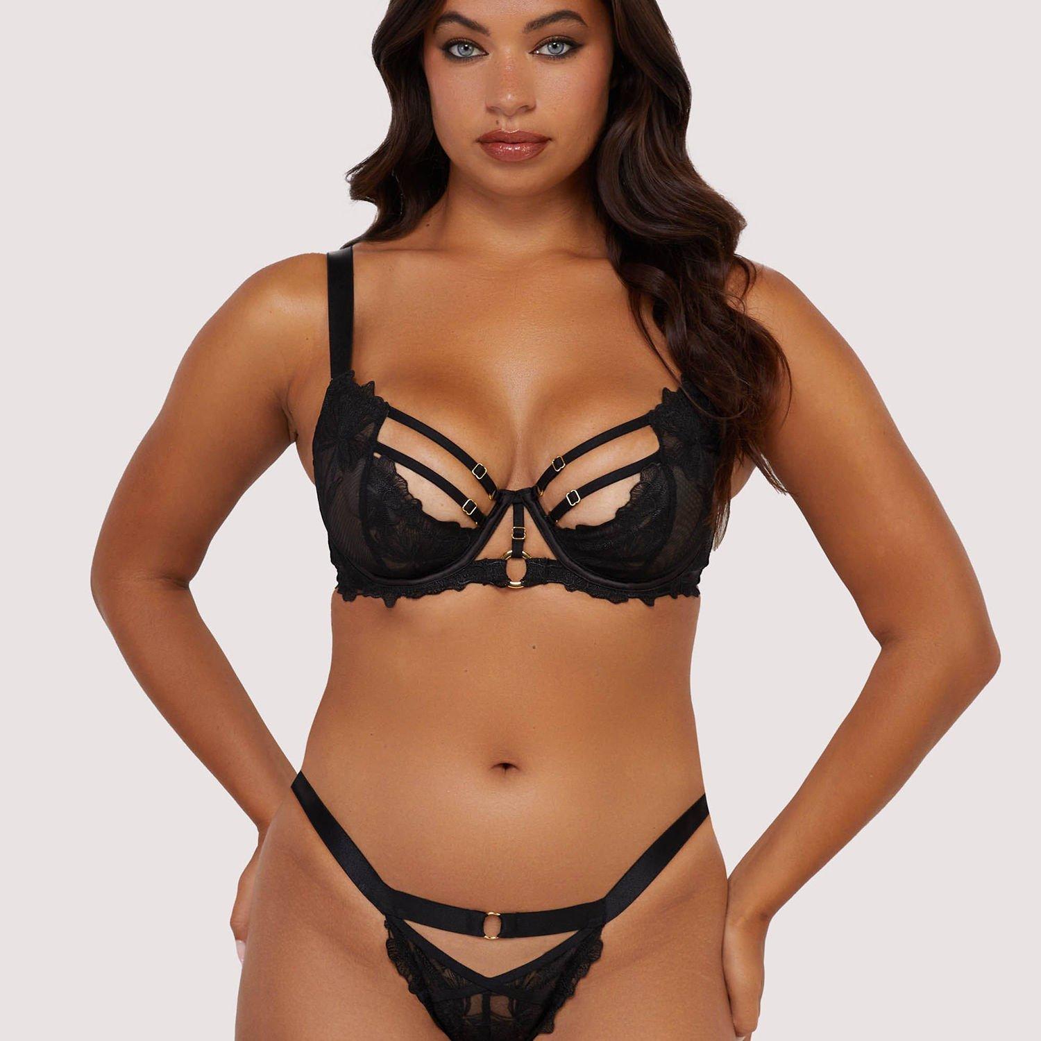 Black - Playful Promises - Eleanor Black Strappy Embroidery Brief - 3