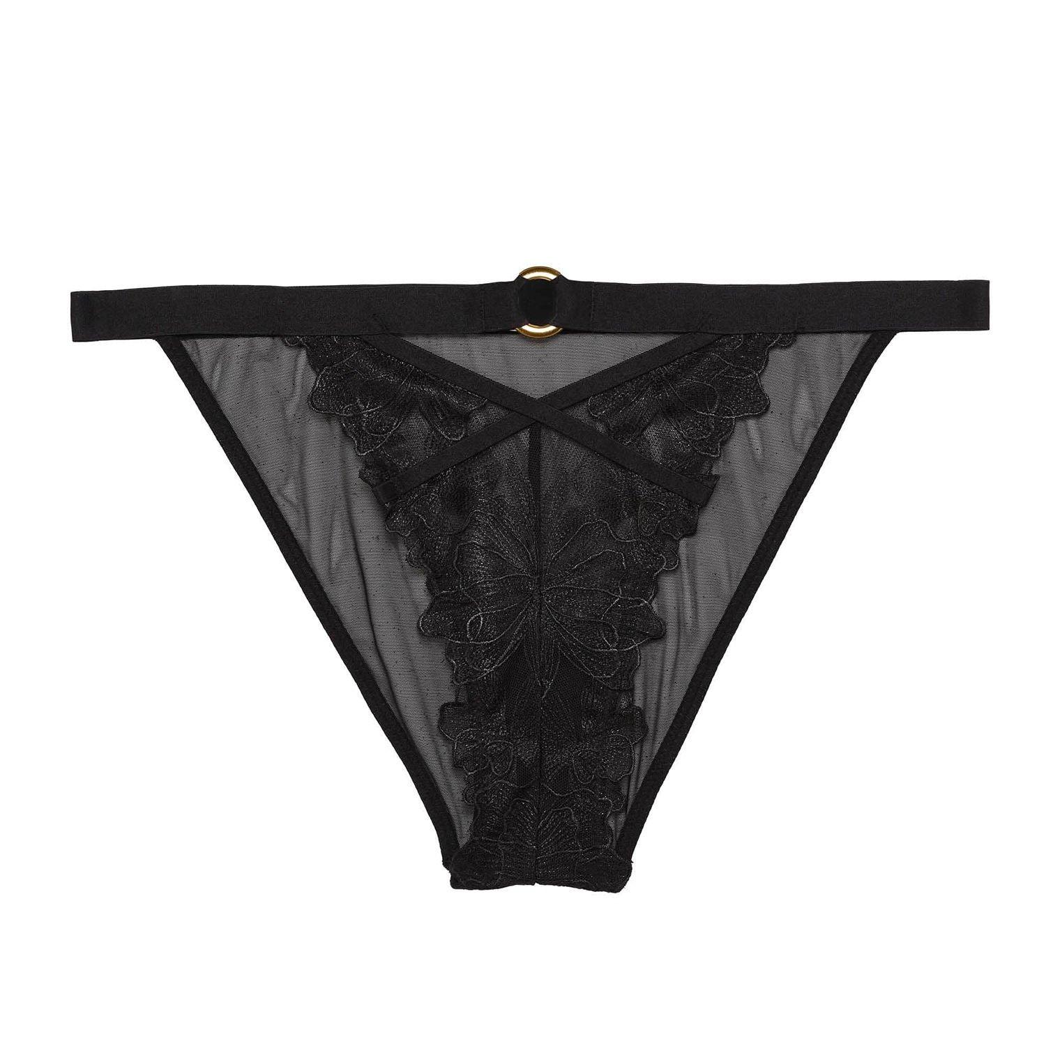 Black - Playful Promises - Eleanor Black Strappy Embroidery Brief - 4