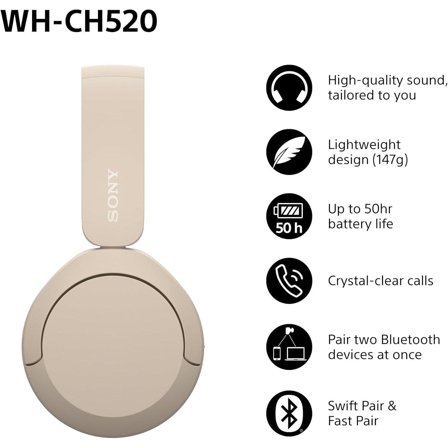 Beige - Sony - Sony WH-CH520 Wireless Headphones- Beige - 2