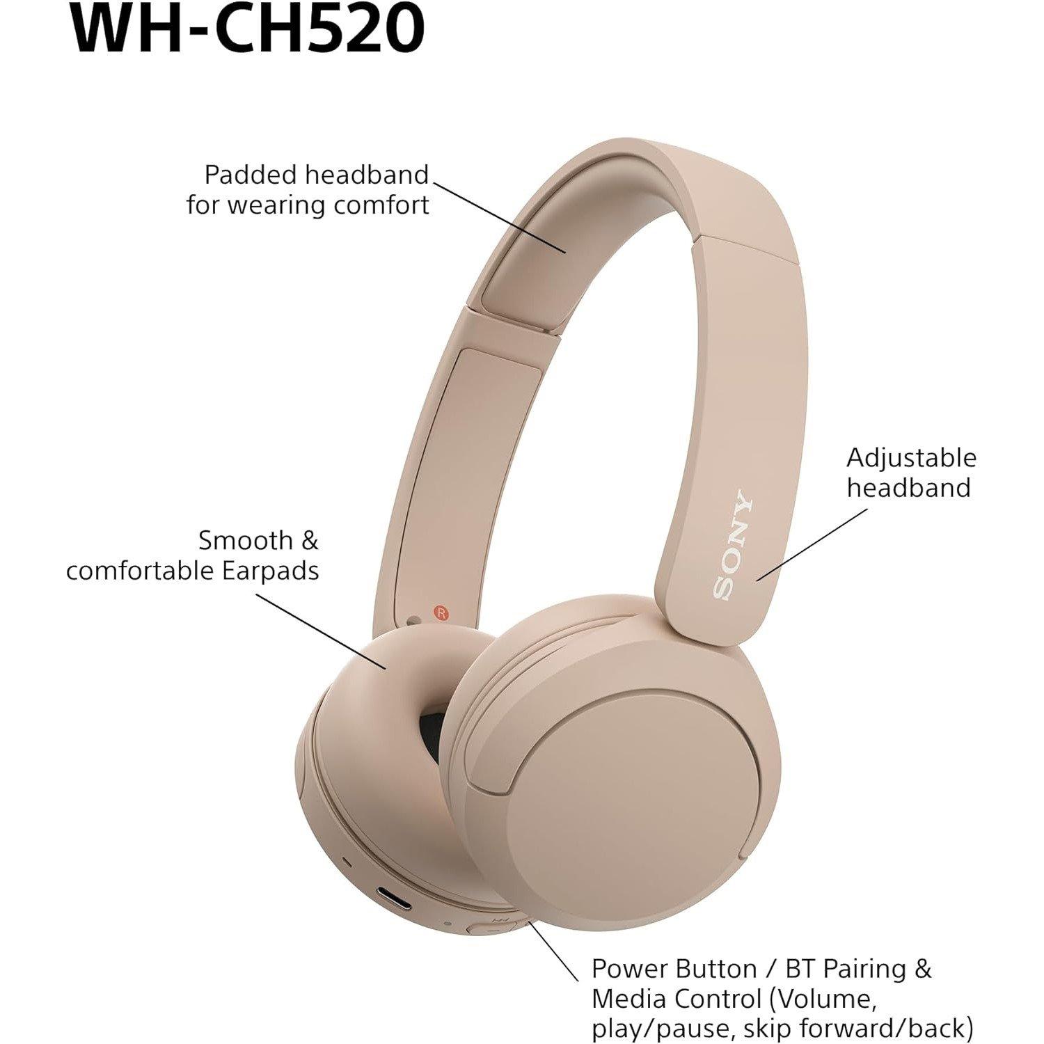 Beige - Sony - Sony WH-CH520 Wireless Headphones- Beige - 4