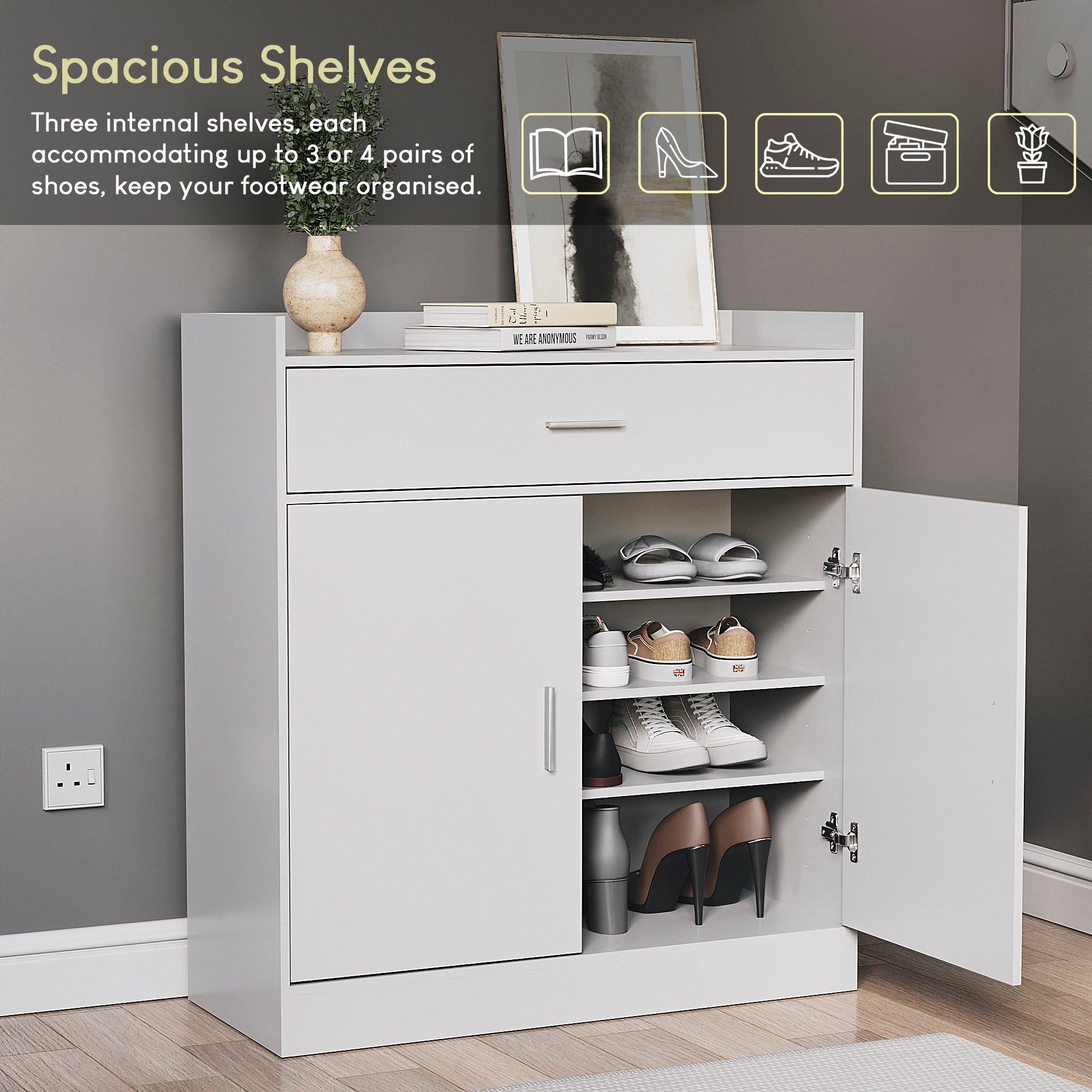 White - Lassic - Vida Designs Dalby 2 Door 1 Drawer Shoe Cabinet - 4