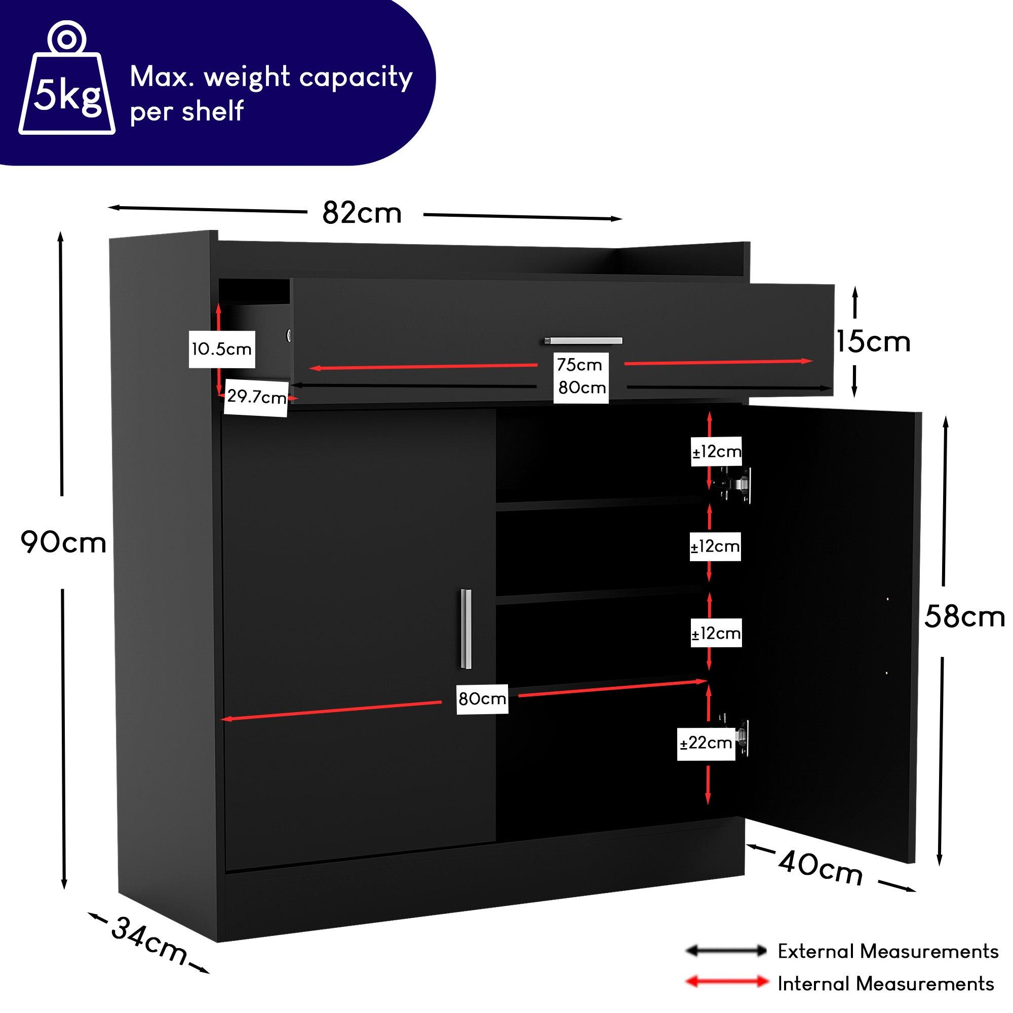 Black - Lassic - Vida Designs Dalby 2 Door 1 Drawer Shoe Cabinet - 2