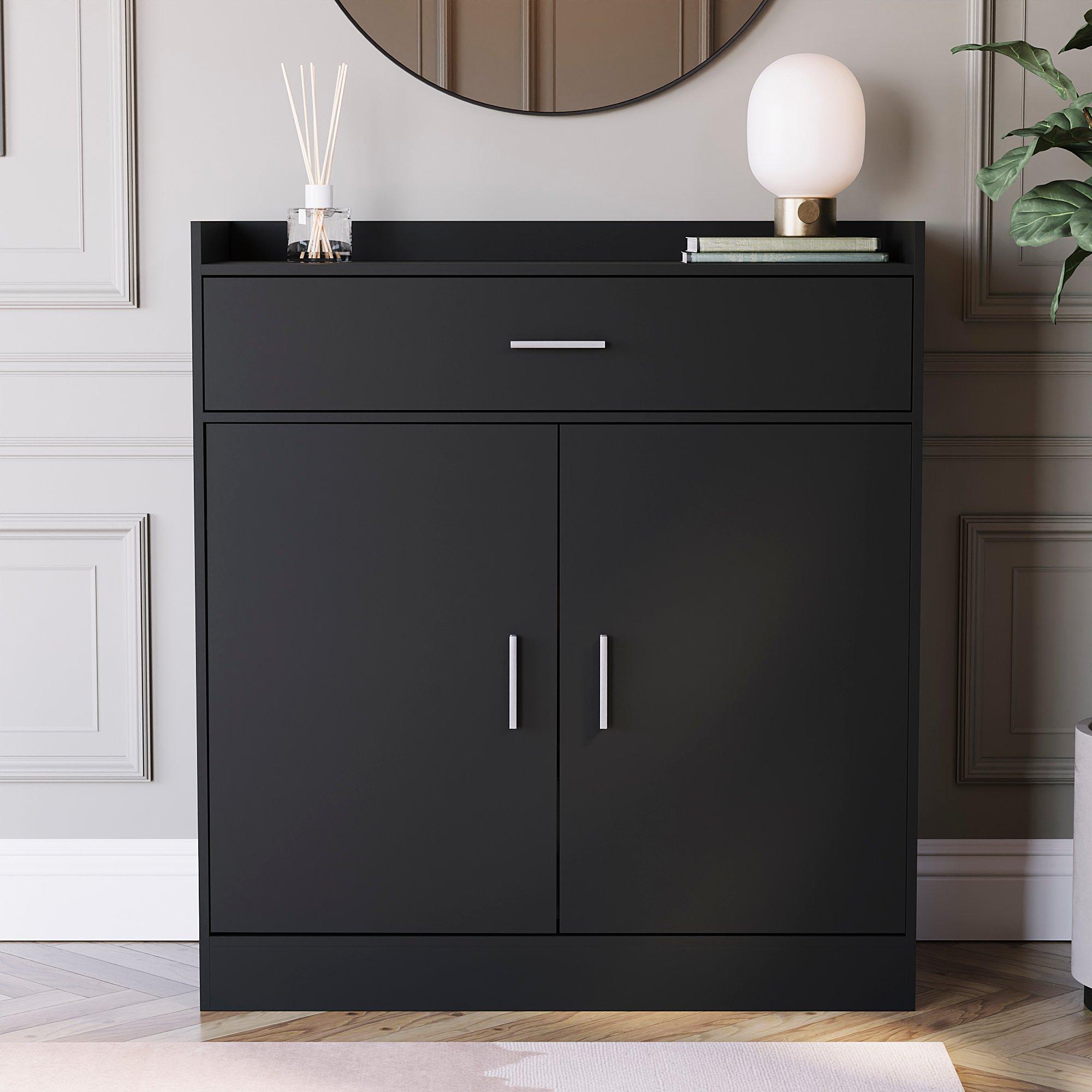 Black - Lassic - Vida Designs Dalby 2 Door 1 Drawer Shoe Cabinet - 3