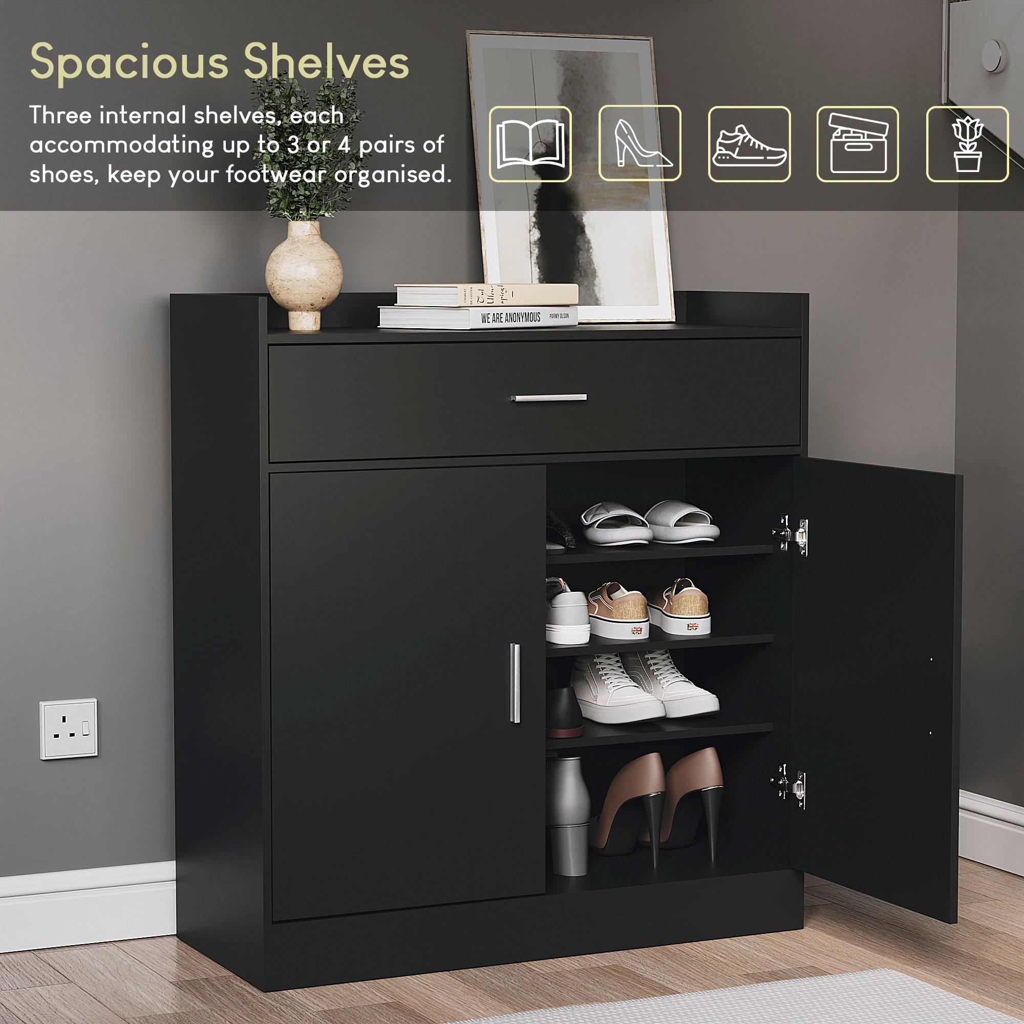Black - Lassic - Vida Designs Dalby 2 Door 1 Drawer Shoe Cabinet - 4