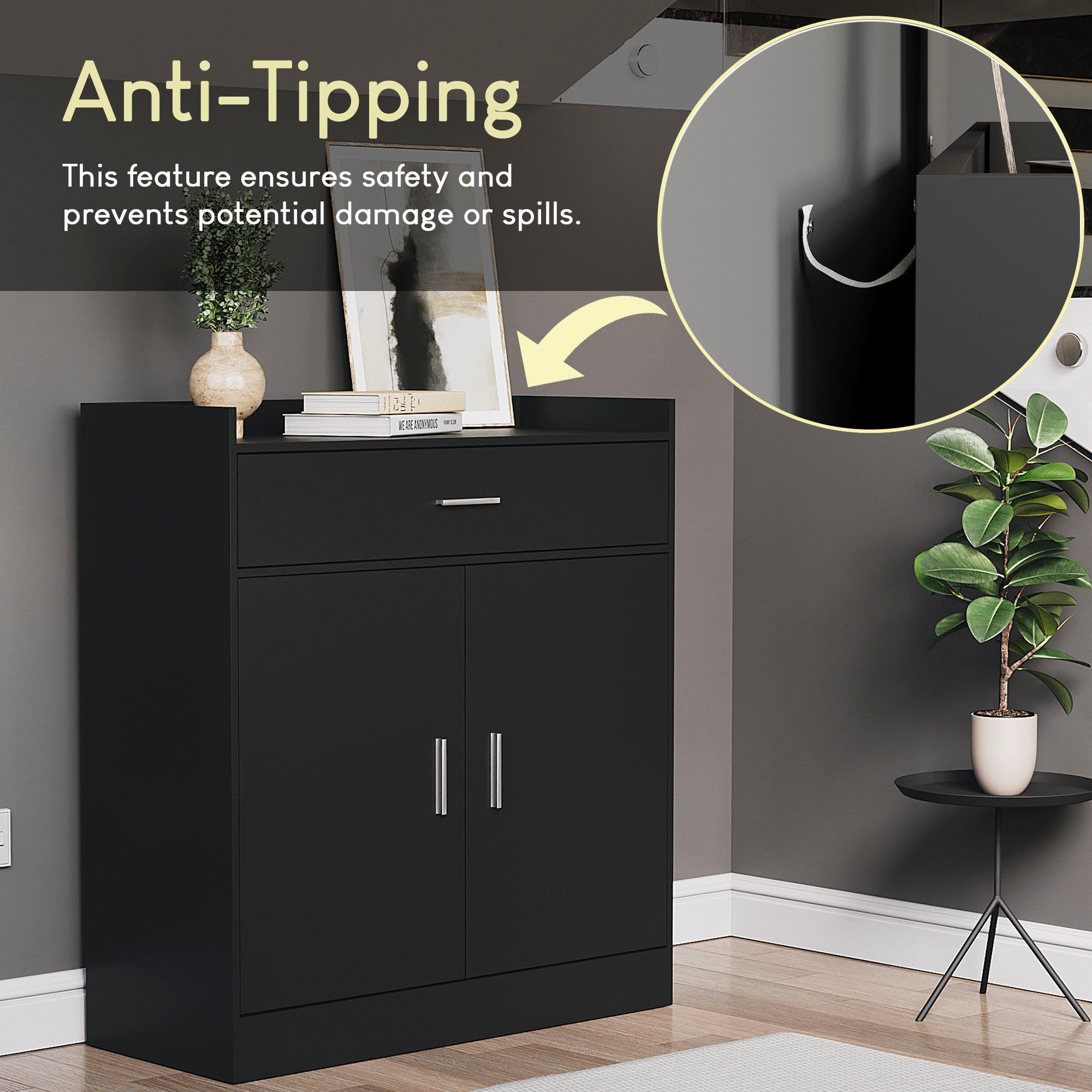 Black - Lassic - Vida Designs Dalby 2 Door 1 Drawer Shoe Cabinet - 6