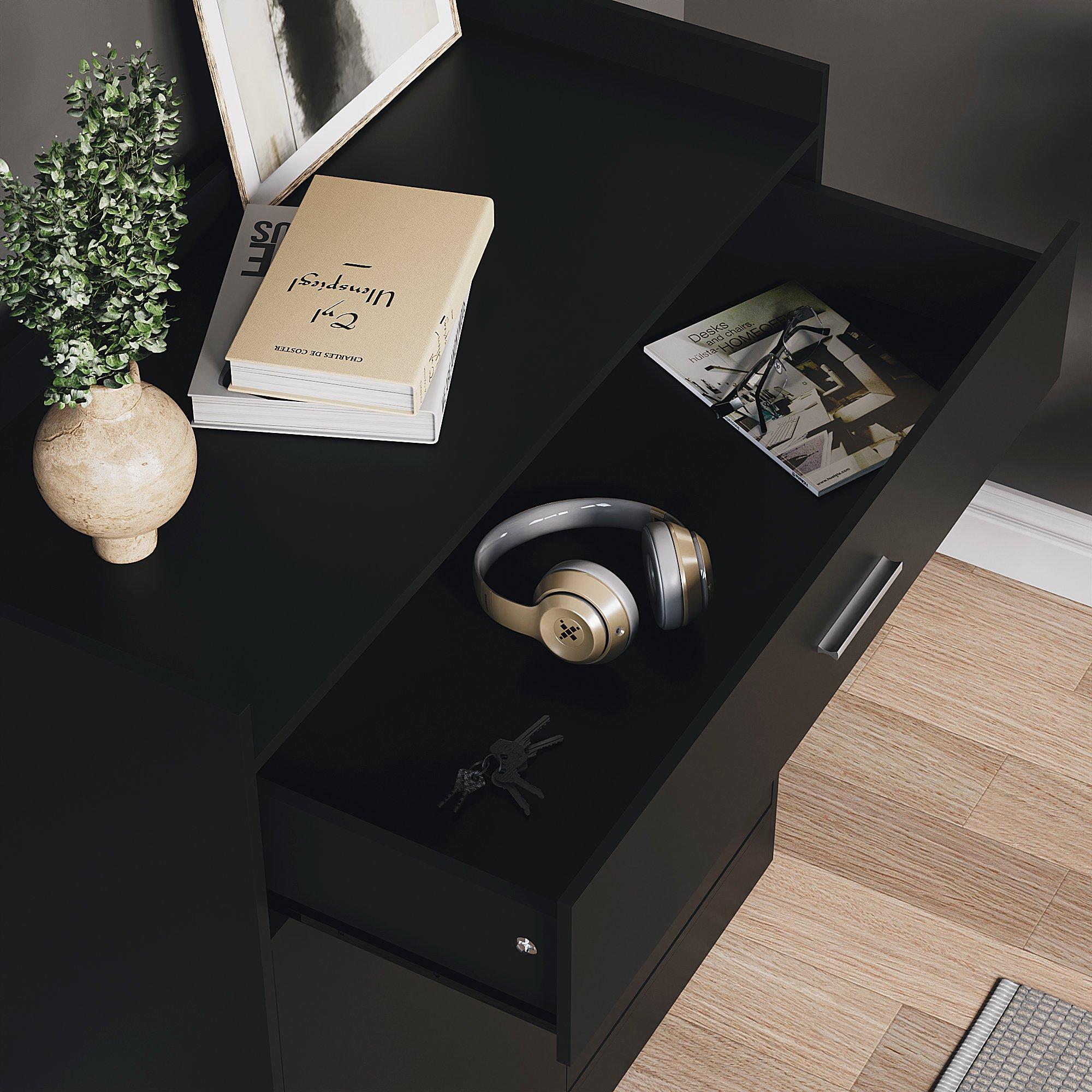 Black - Lassic - Vida Designs Dalby 2 Door 1 Drawer Shoe Cabinet - 7