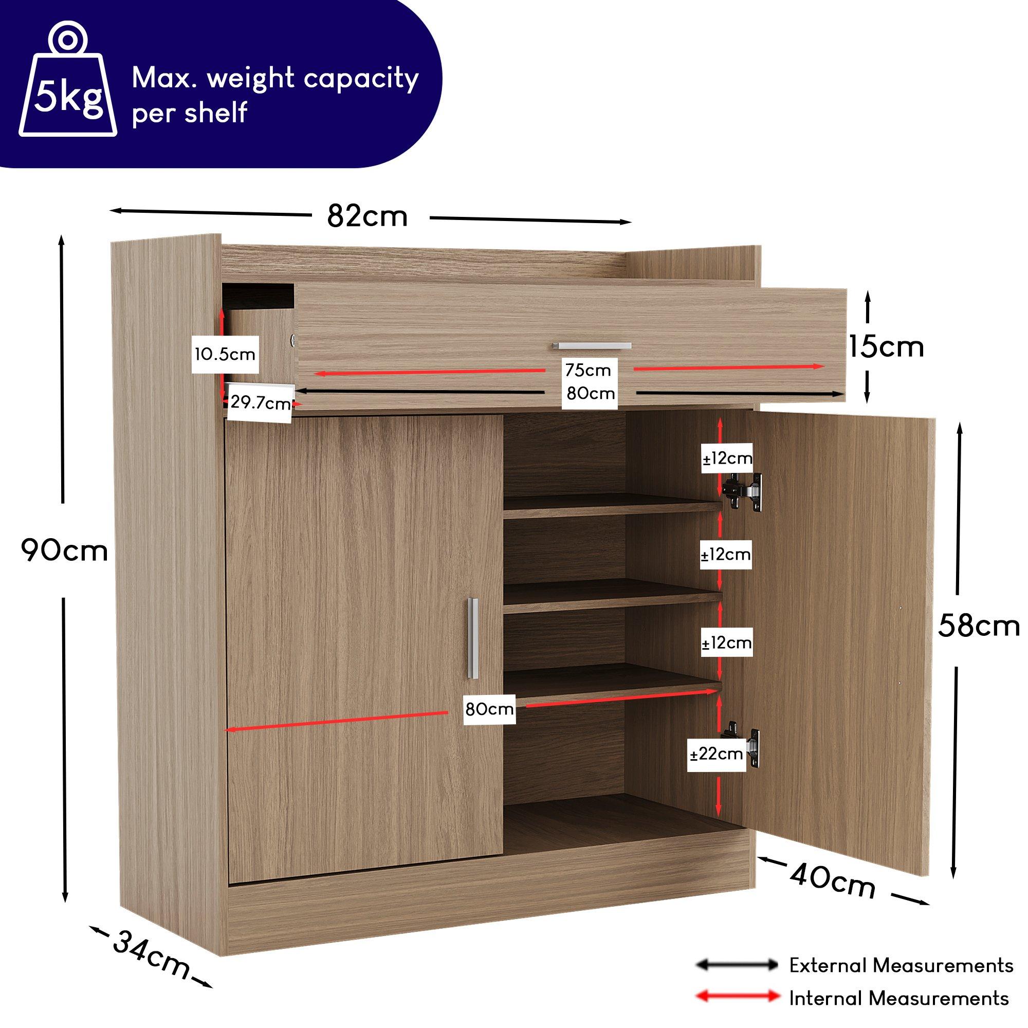 Oak - Lassic - Vida Designs Dalby 2 Door 1 Drawer Shoe Cabinet - 2